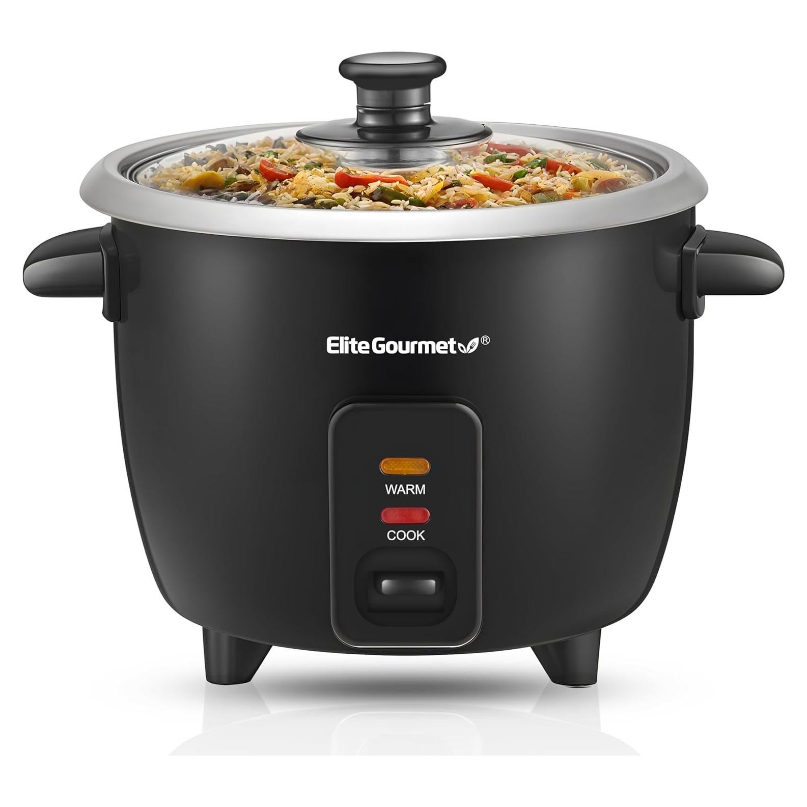 Cocedor de Arroz Eléctrico Elite Gourmet ERC003B 6 Tazas Negro
