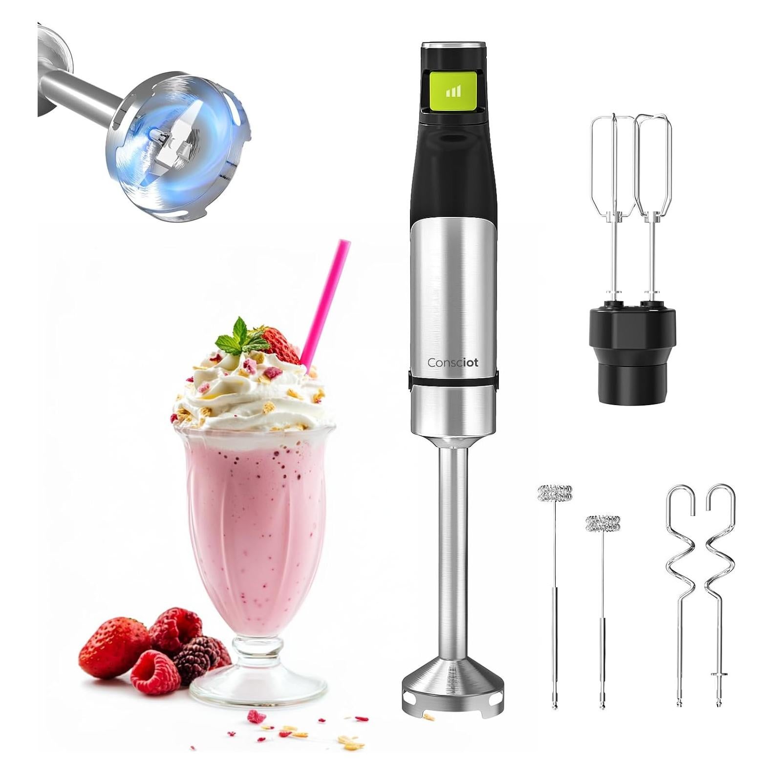 Batidora de Inmersión Consciot CH08 1100W 4 en 1 con Accesorios