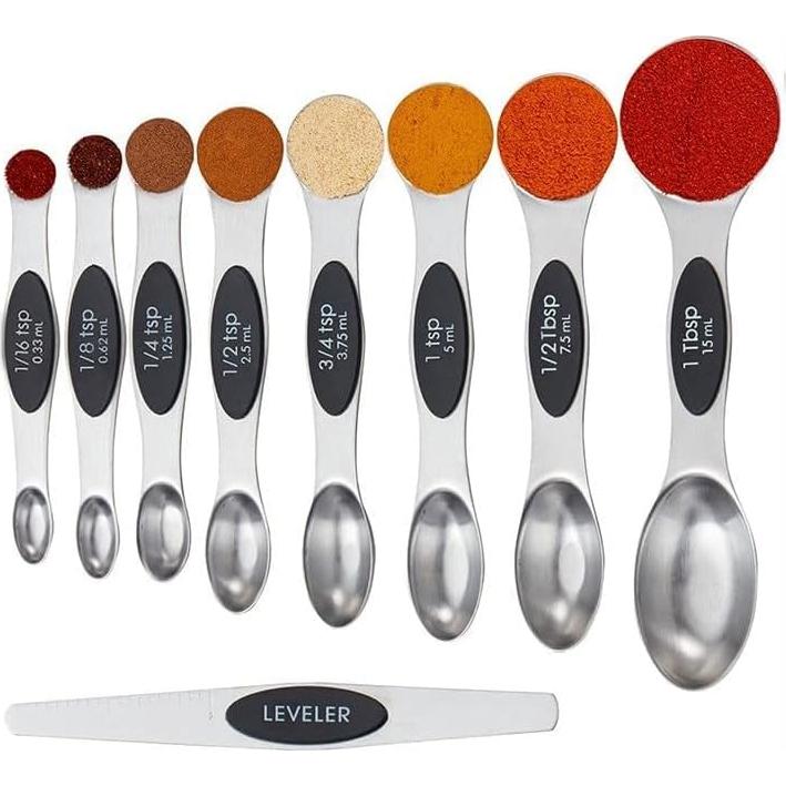Juego de Cucharas Medidoras Magnéticas Rimaxao 9 Piezas Acero Inoxidable