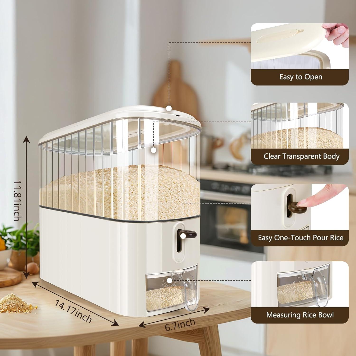 Dispensador de Arroz Triiter 6 kg Hermético con Taza Medidora