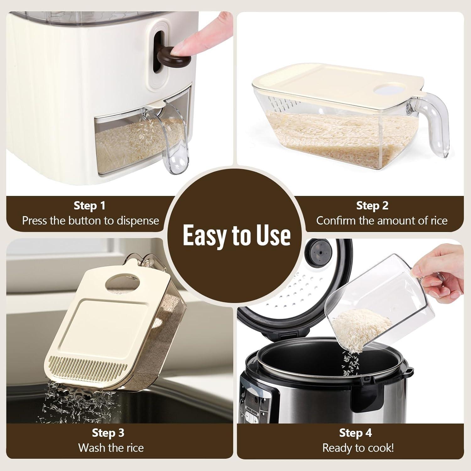 Dispensador de Arroz Triiter 6 kg Hermético con Taza Medidora