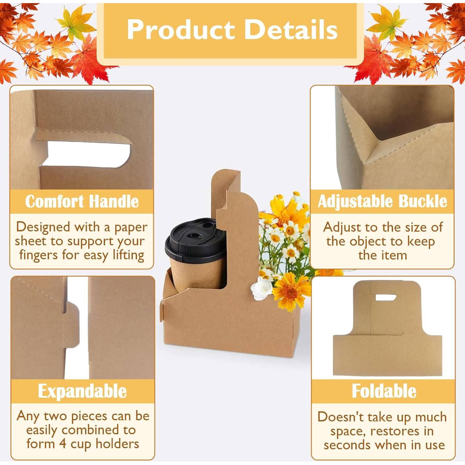 Portavasos de Cartón Marrón Lalvam para 2 Tazas - 8 Pcs