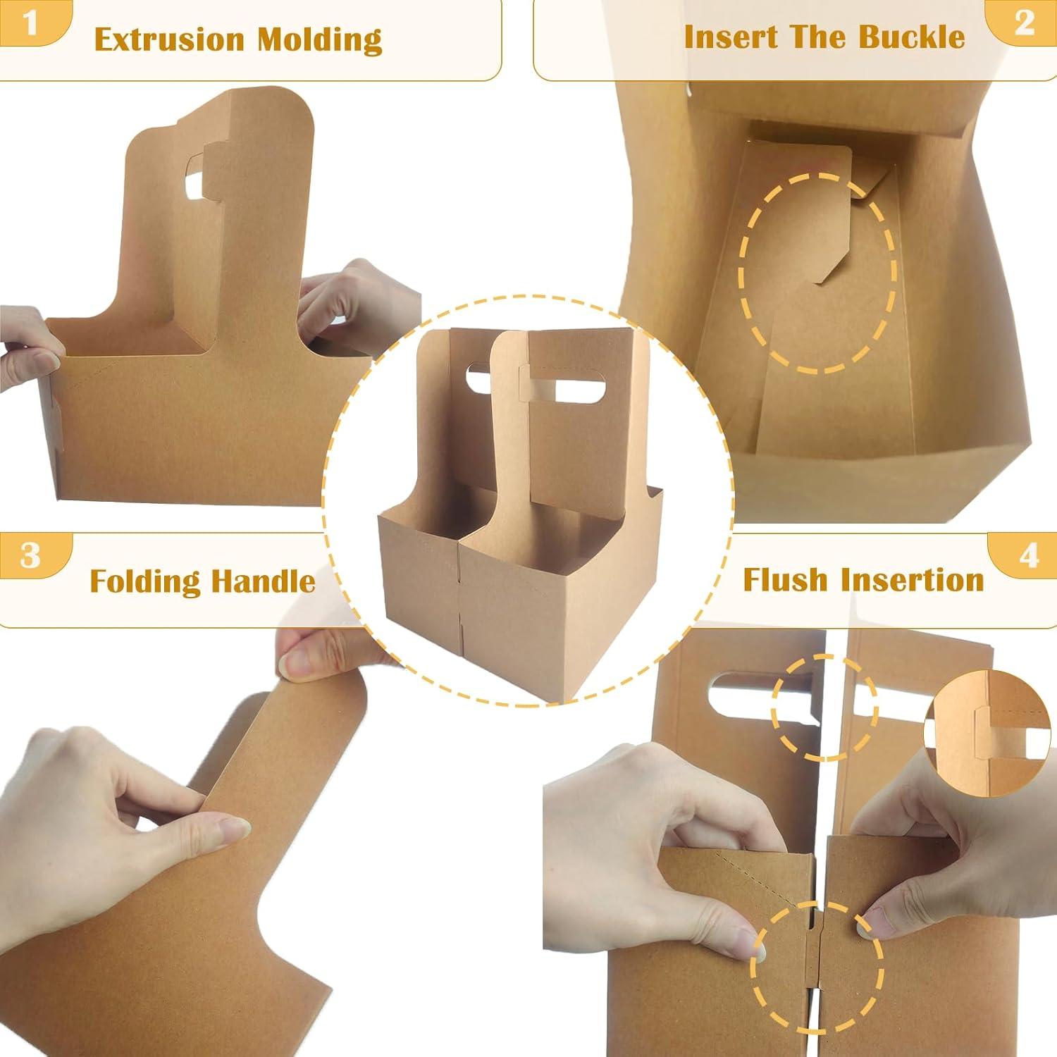 Portavasos de Cartón Marrón Lalvam para 2 Tazas - 8 Pcs
