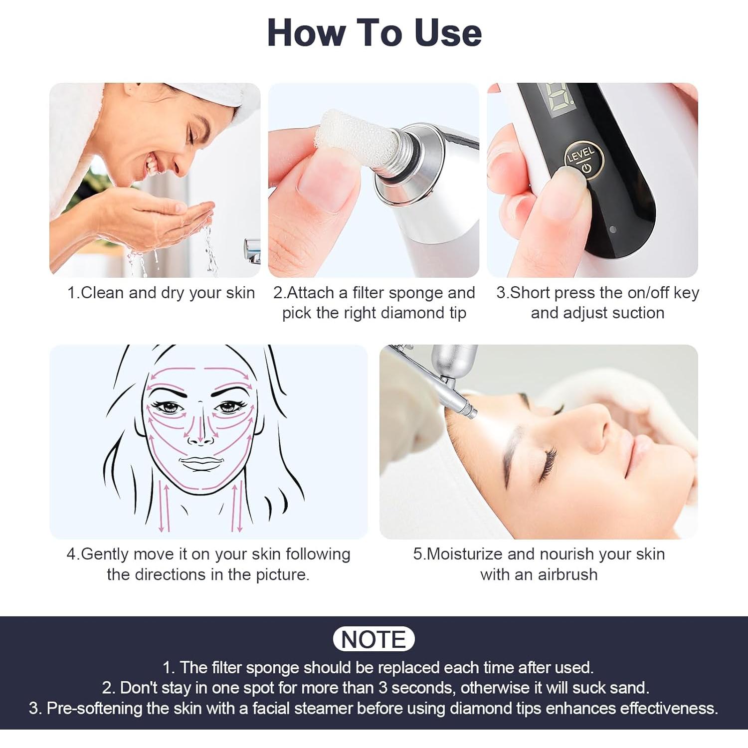 Máquina de Microdermoabrasión de Diamante IeBilif, 7 Modos