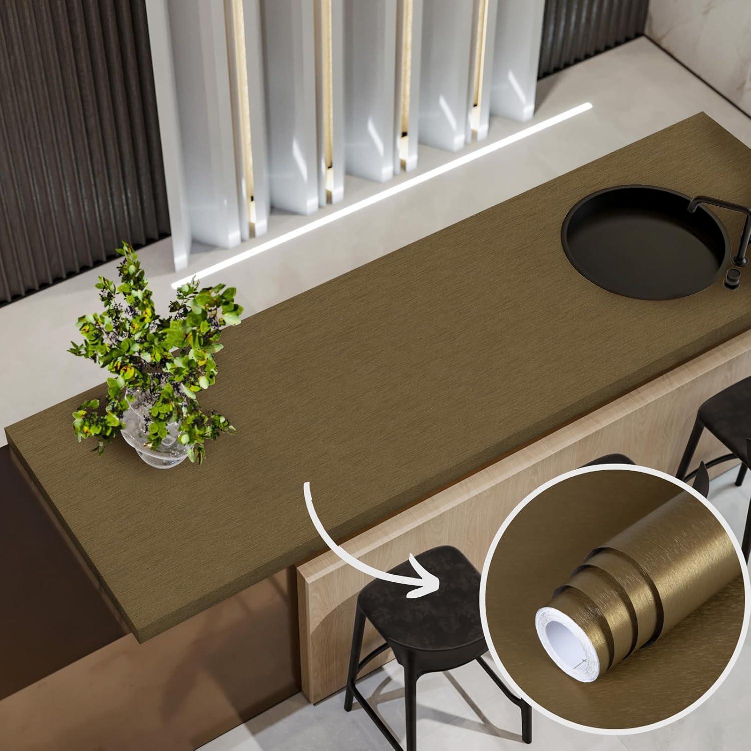 Papel Contacto Dorado Abyssaly 40cm x 198cm Autoadhesivo