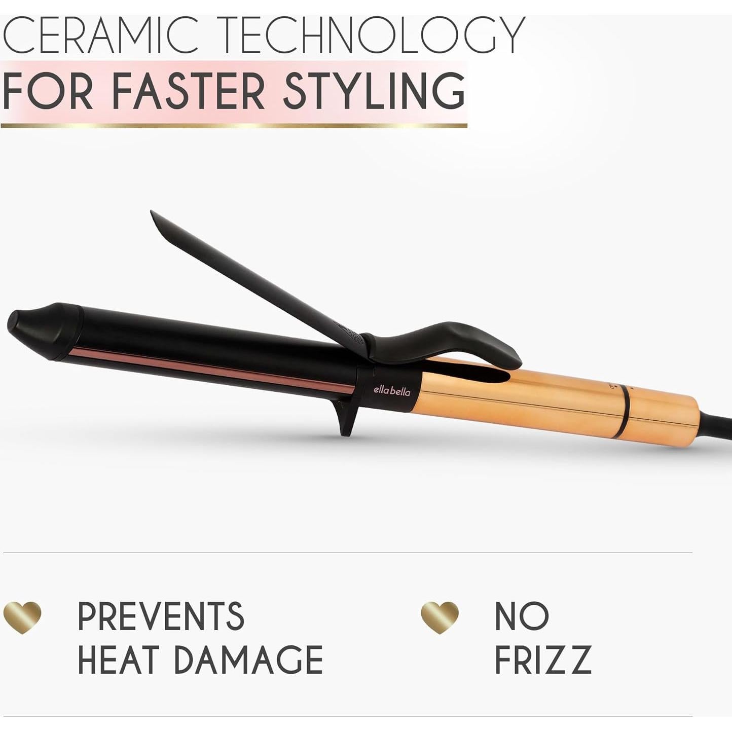 Rizador Profesional ELLA BELLA 1 Pulgada Cerámica - Negro/Dorado