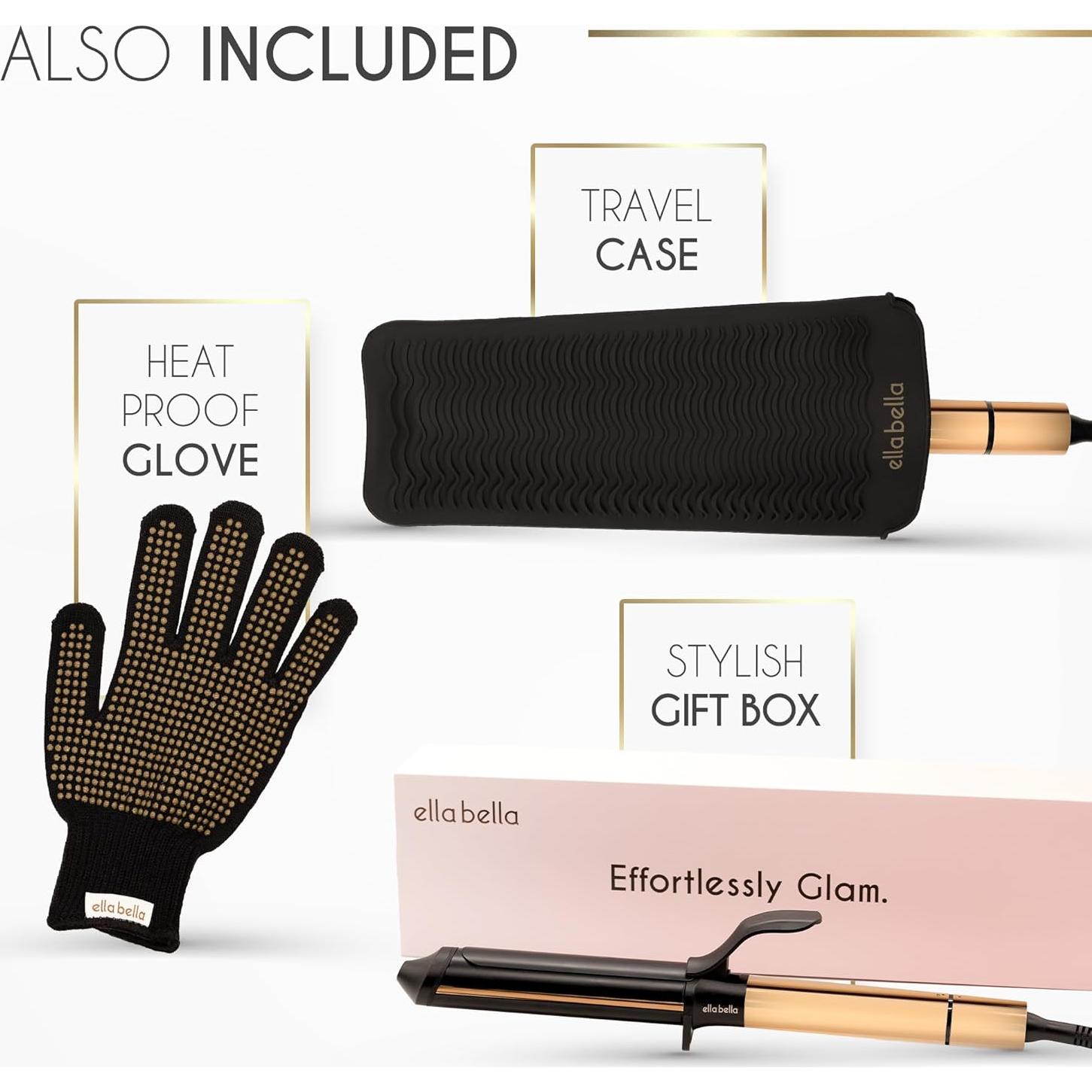 Rizador Profesional ELLA BELLA 1 Pulgada Cerámica - Negro/Dorado