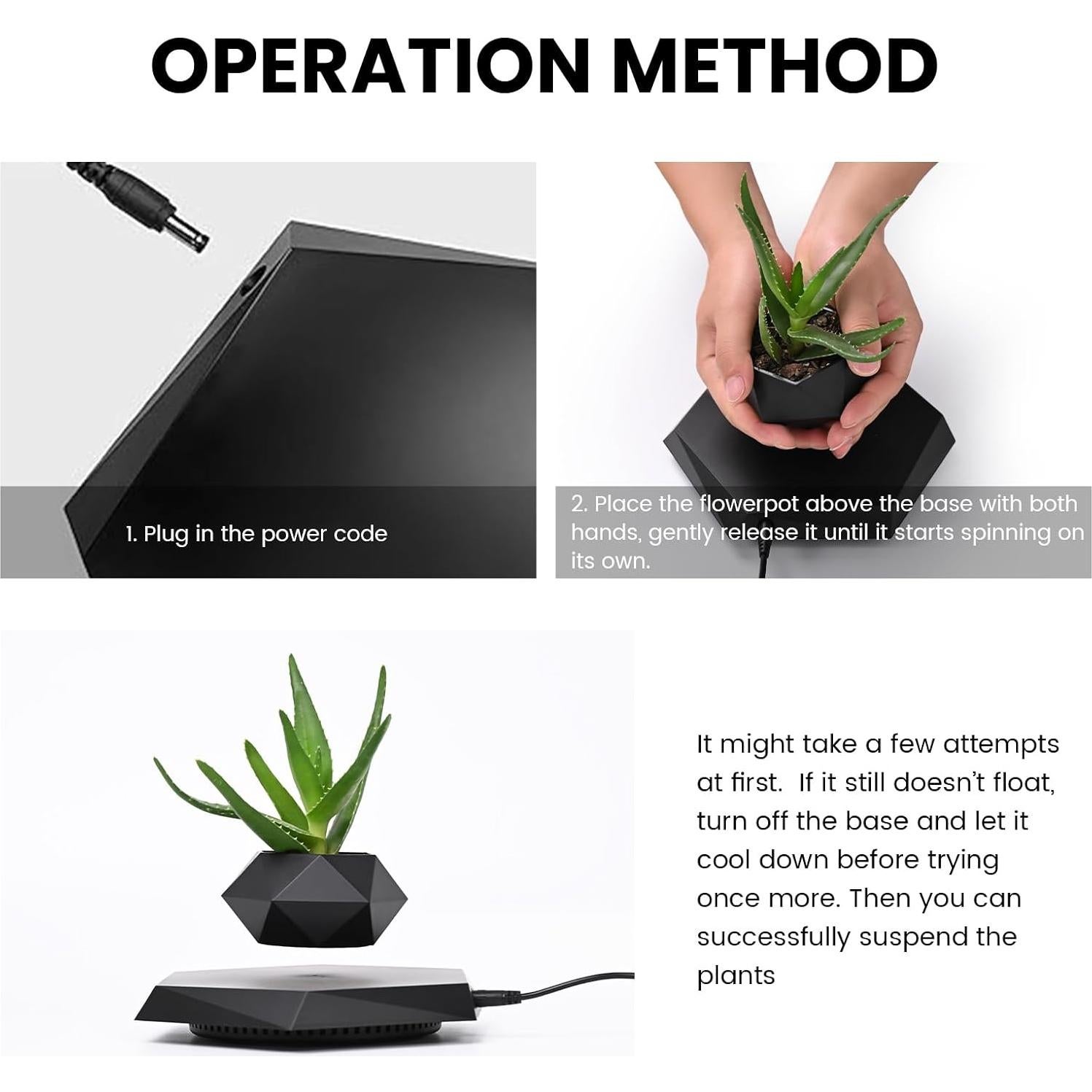 Maceta Flotante Leekimid Negra para Suculentas - Diseño Moderno