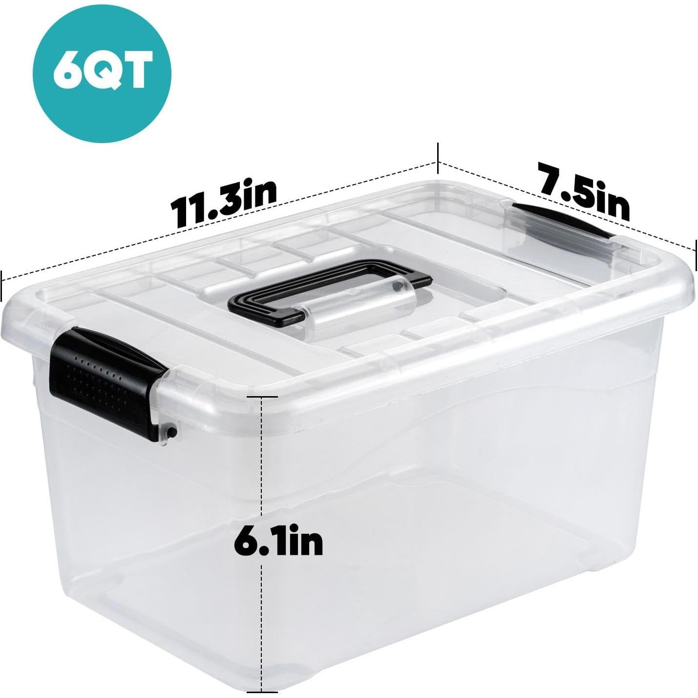 Contenedor de Almacenamiento Apilable Nazhura 6QT Transparente 12 Pack