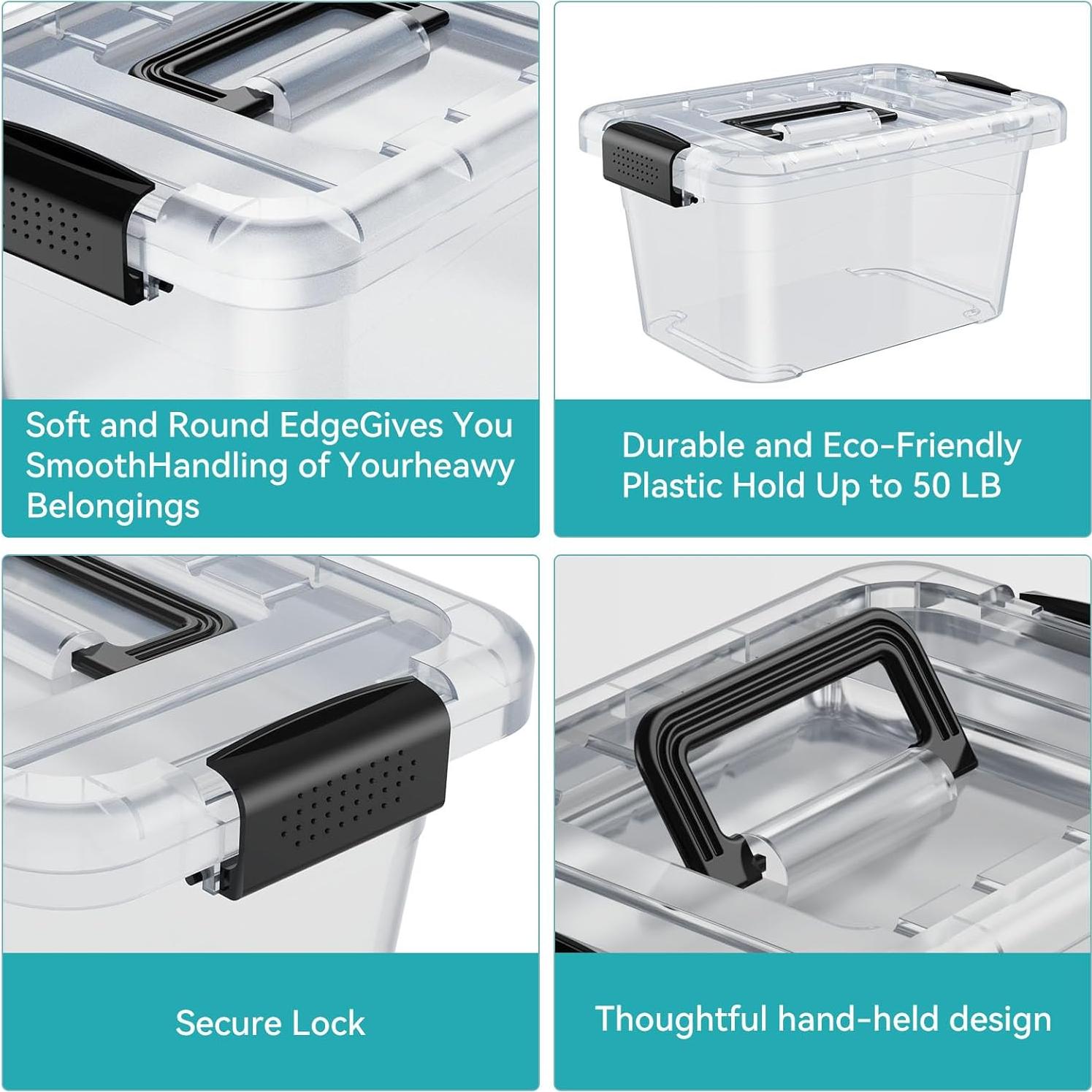 Contenedor de Almacenamiento Apilable Nazhura 6QT Transparente 12 Pack