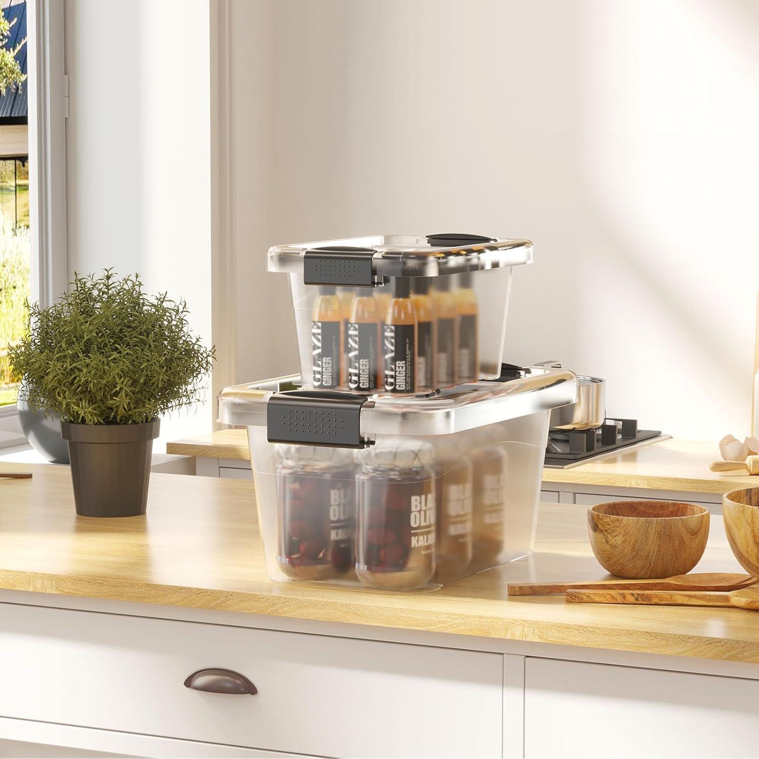 Contenedor de Almacenamiento Apilable Nazhura 6QT Transparente 12 Pack