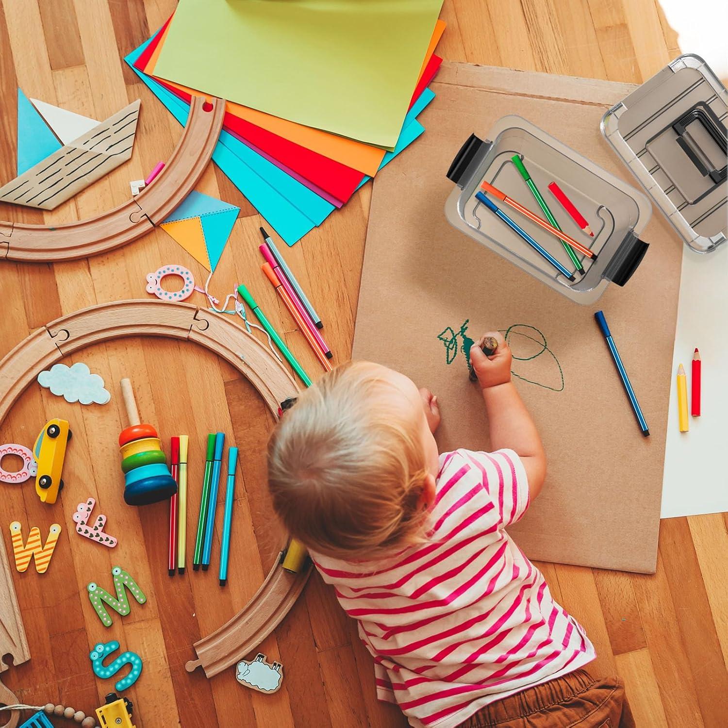 Contenedor de Almacenamiento Apilable Nazhura 6QT Transparente 12 Pack