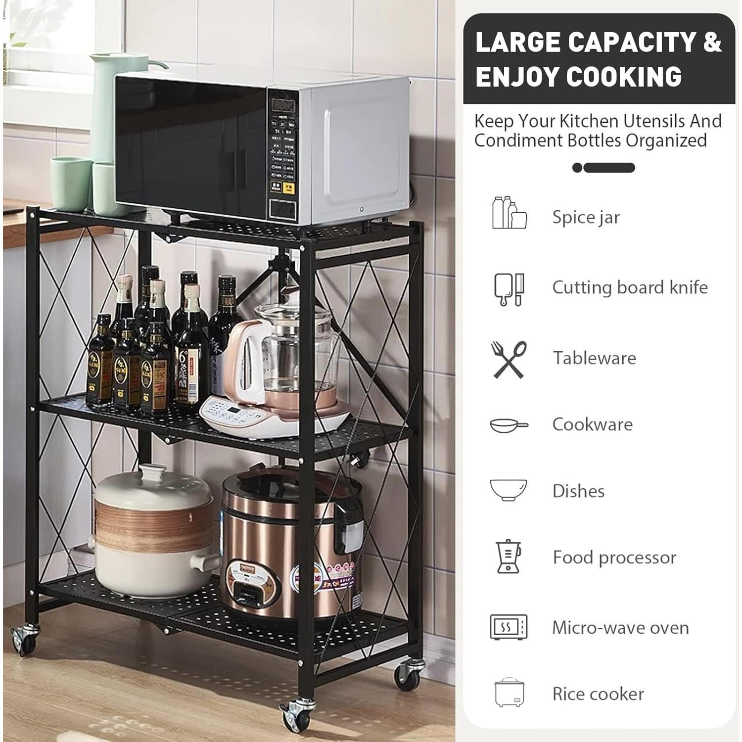 Estante Plegable AOMINOHOMA 3 Niveles Negro Carga 150 kg