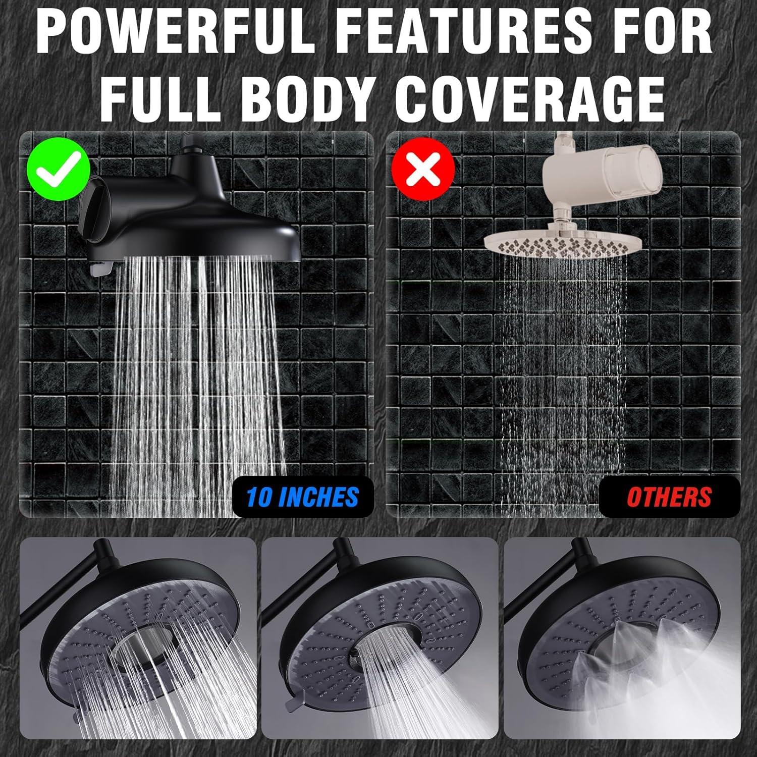 Cabezal de Ducha de Lluvia Filtrada 20 cm + Spray Mano 3 Funciones