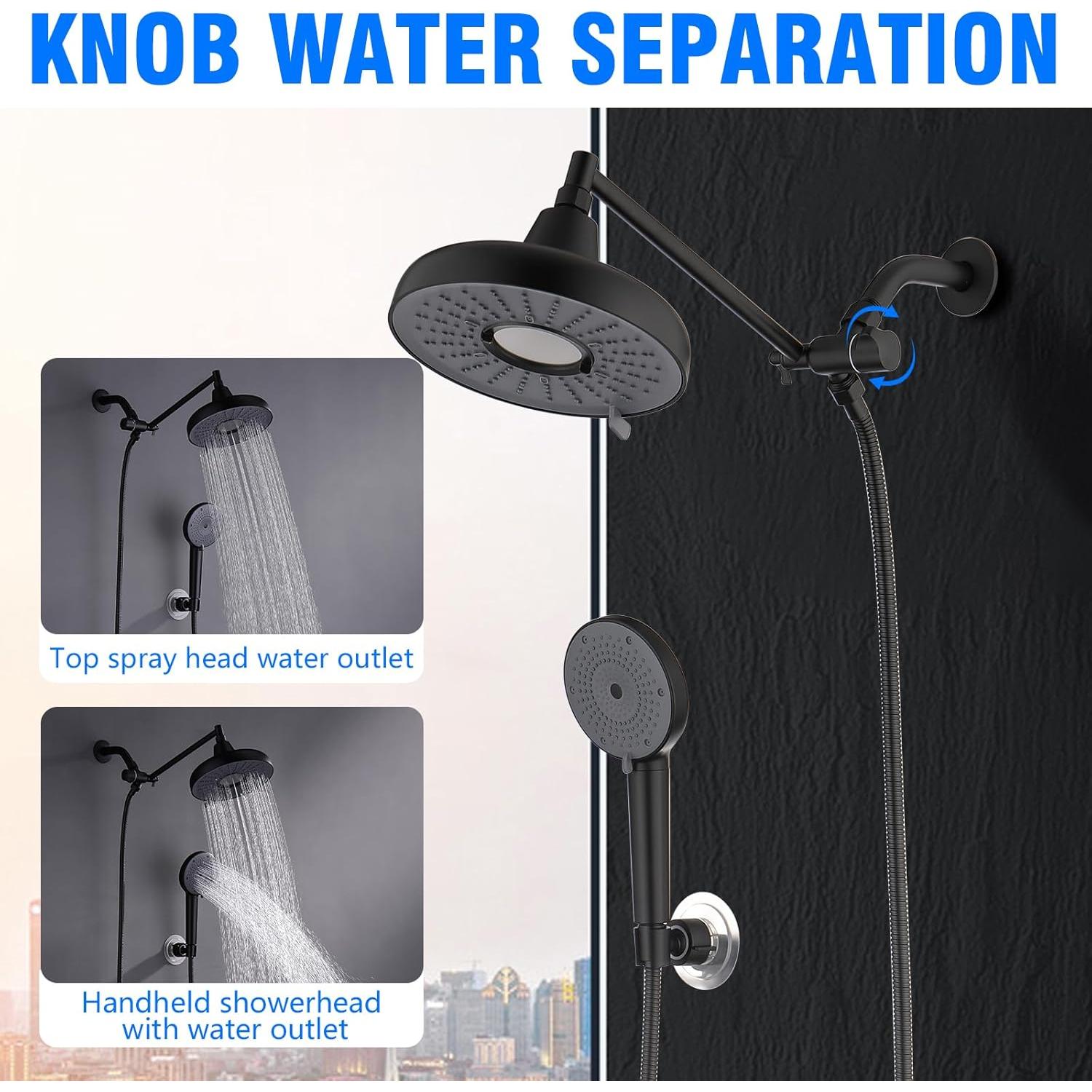 Cabezal de Ducha de Lluvia Filtrada 20 cm + Spray Mano 3 Funciones