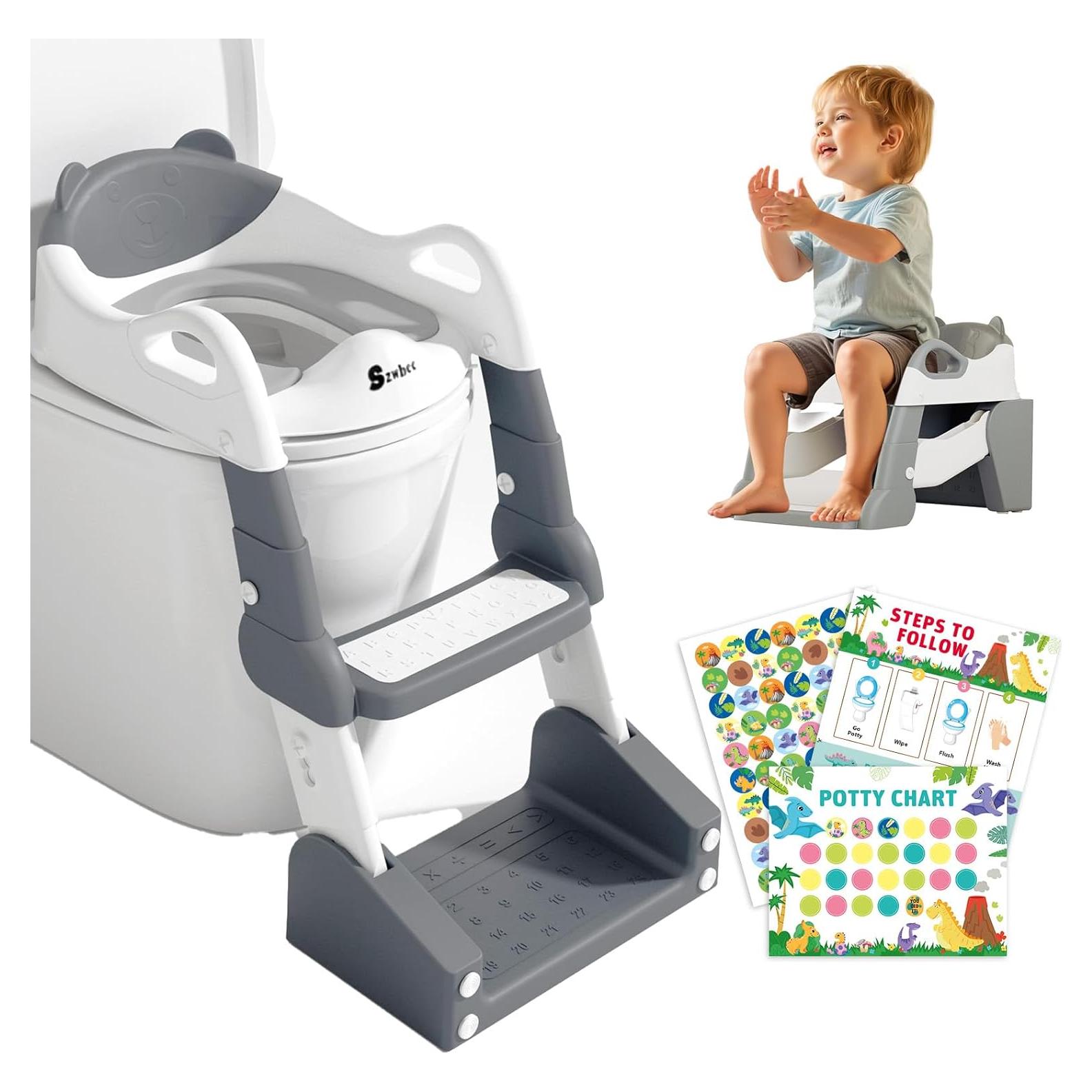 Inodoro de Entrenamiento 3 en 1 Szwbee con Escalera Plegable