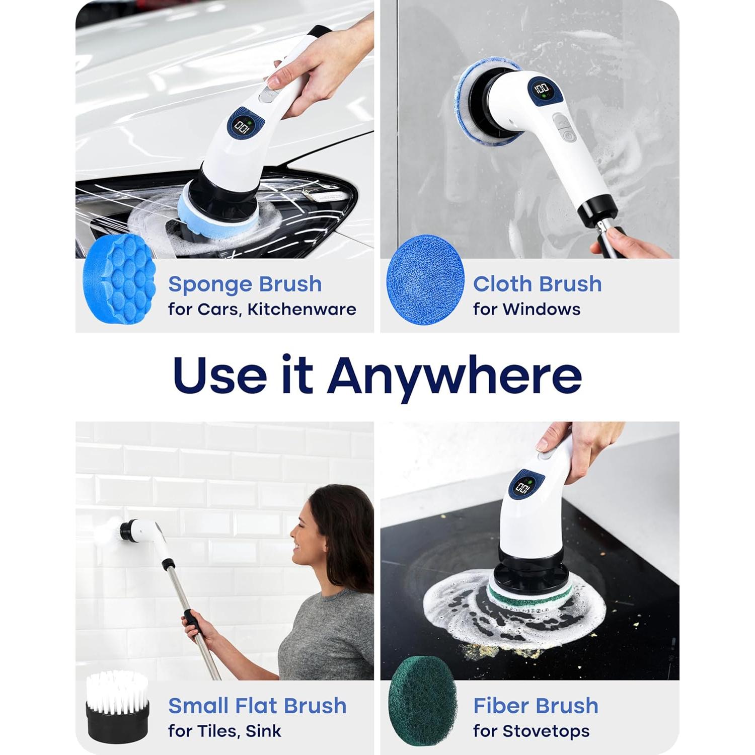 Cepillo Eléctrico Inalámbrico CLEANNINJA A-20 con 7 Cabezas