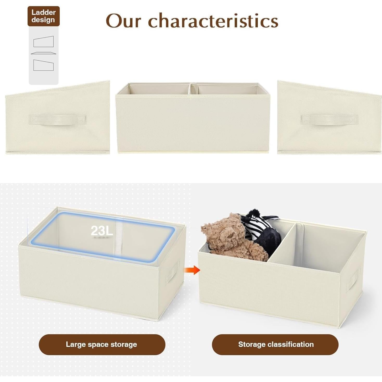 Cajas de Almacenamiento Trapezoidales DIMJ - 4 Piezas Beige