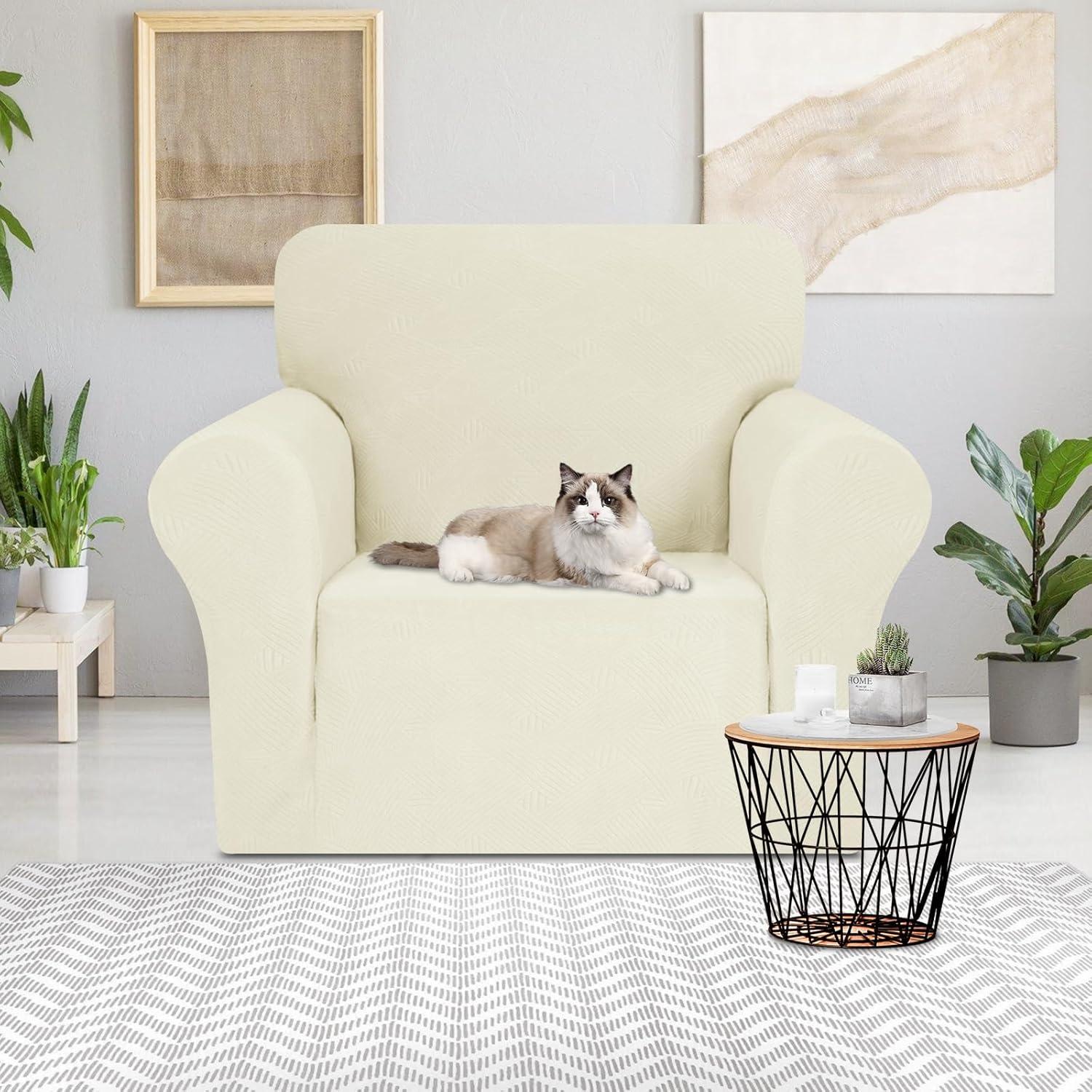 Funda de Silla JIVINER Beige, Protector Elástico para Sofá