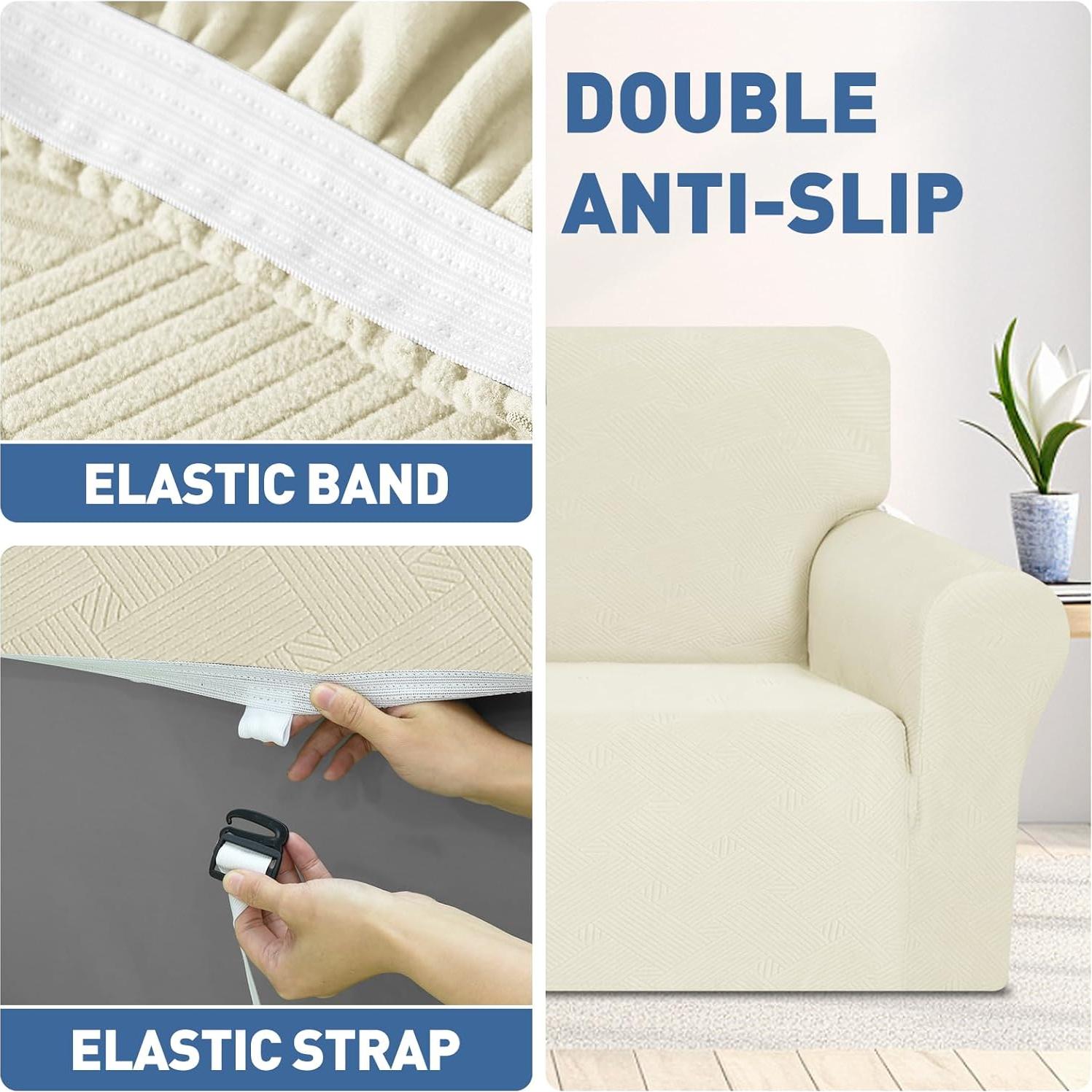 Funda de Silla JIVINER Beige, Protector Elástico para Sofá