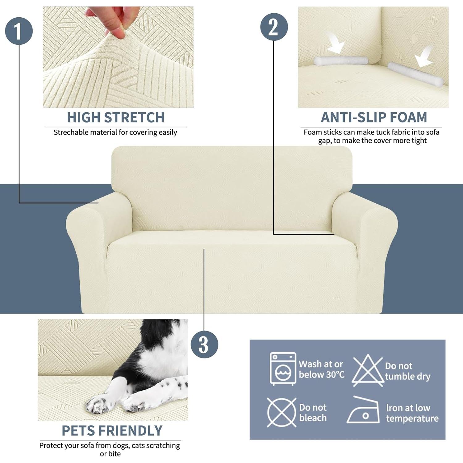 Funda de Silla JIVINER Beige, Protector Elástico para Sofá