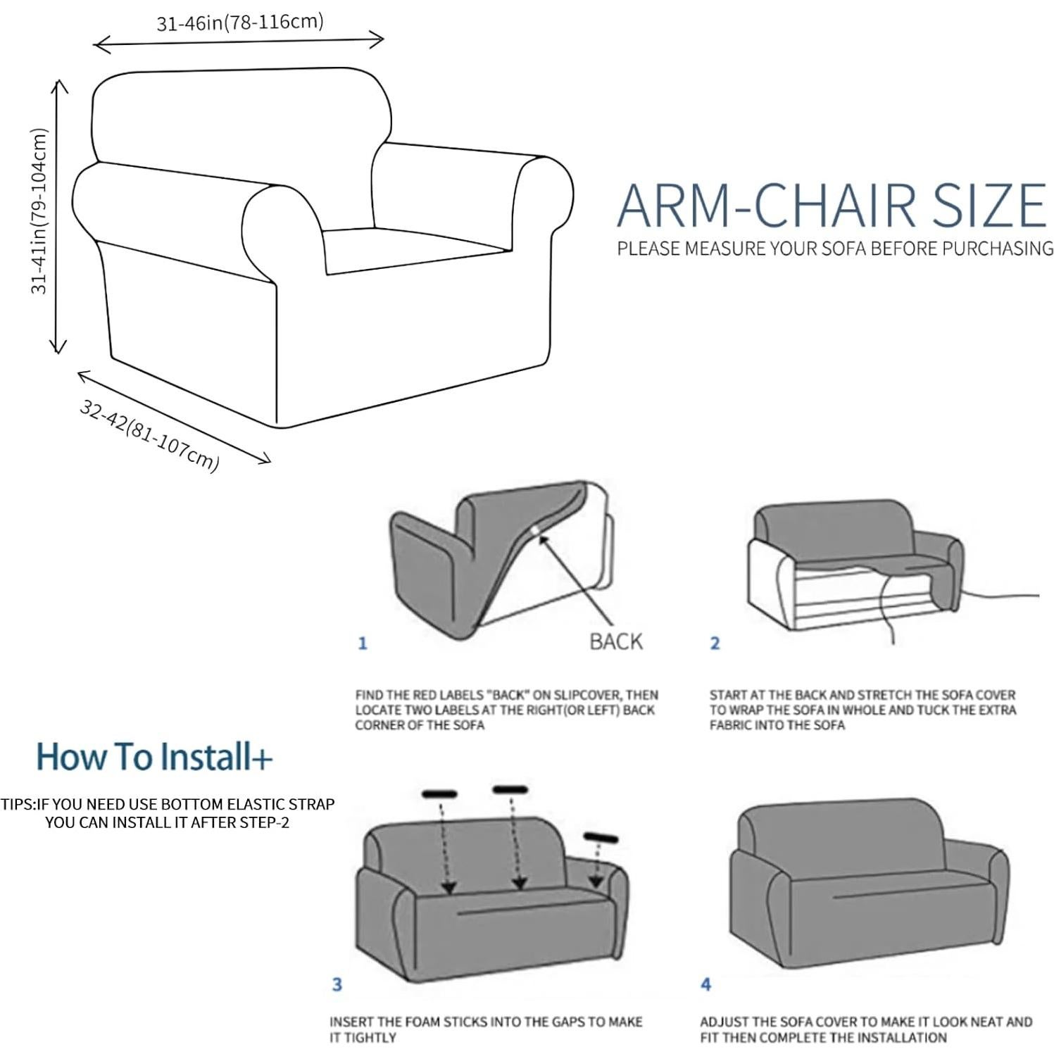 Funda de Silla JIVINER Beige, Protector Elástico para Sofá
