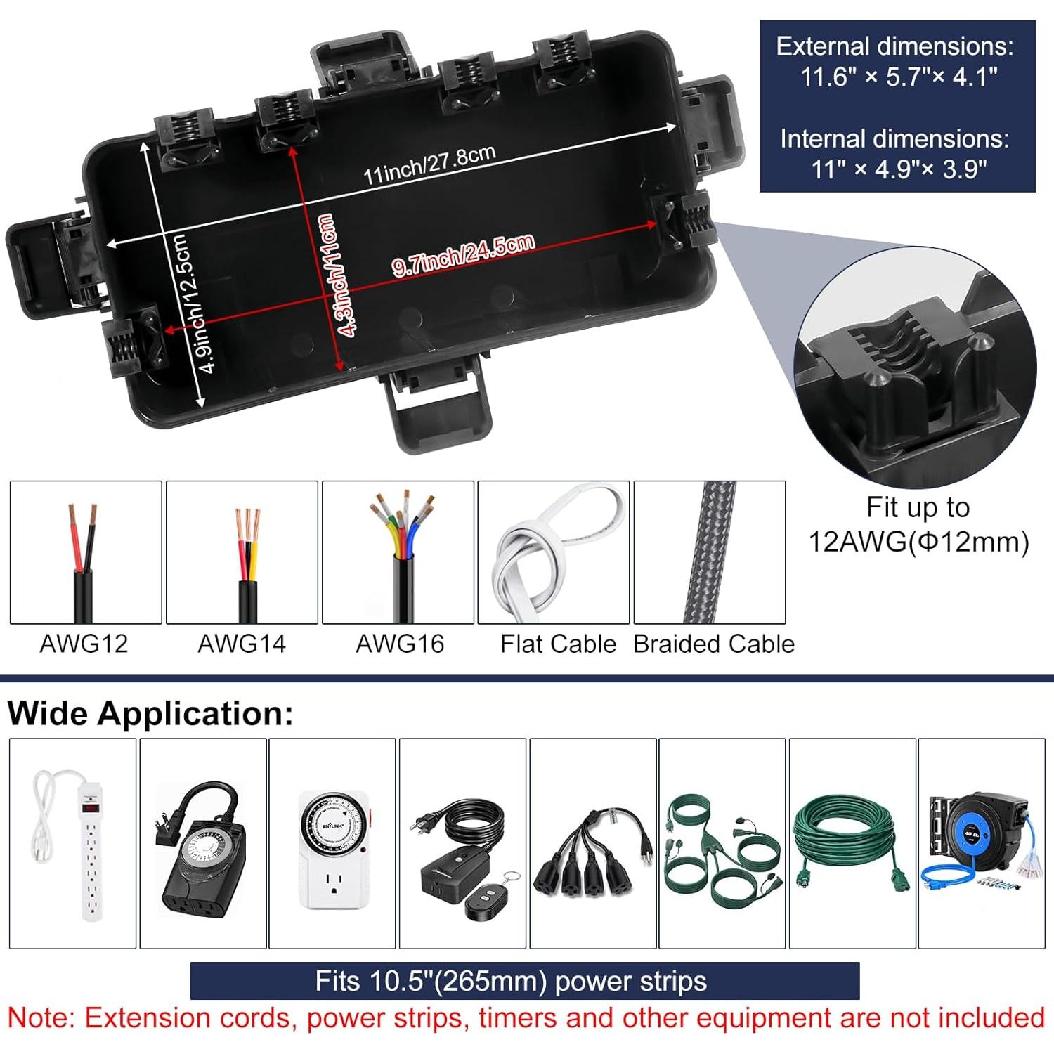 Caja Eléctrica Exterior IP54 OUTDSPLY Negra 29.5x14.5cm