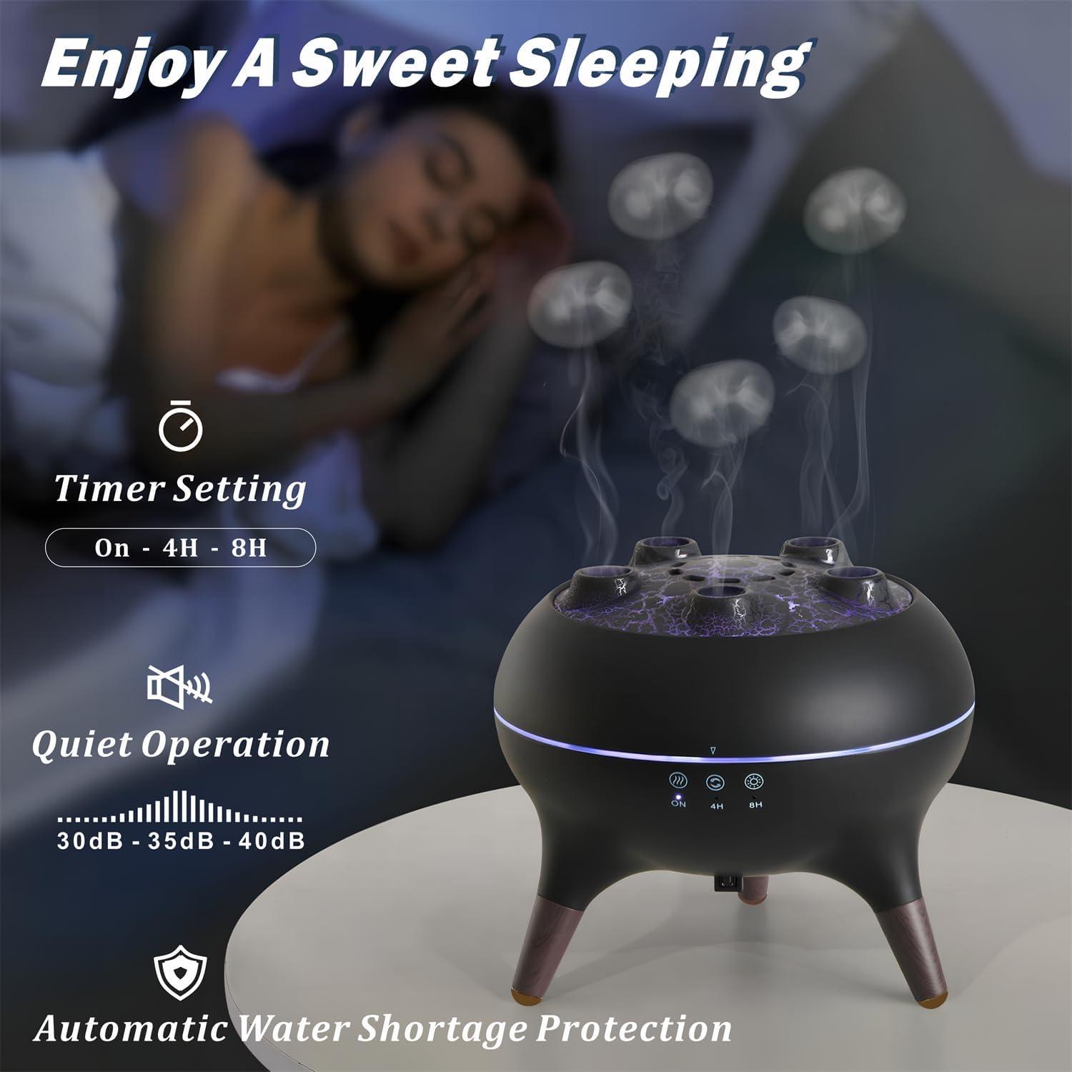 Difusor de Aceite Esencial 250ML AChoice4U V80 Negro con Luces LED