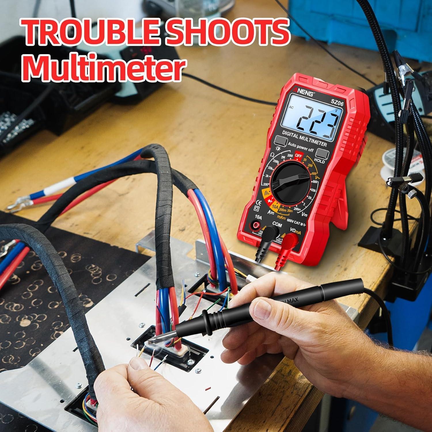 Multímetro Digital ANENG SZ06 Rojo - Mide Voltaje AC/DC y Más