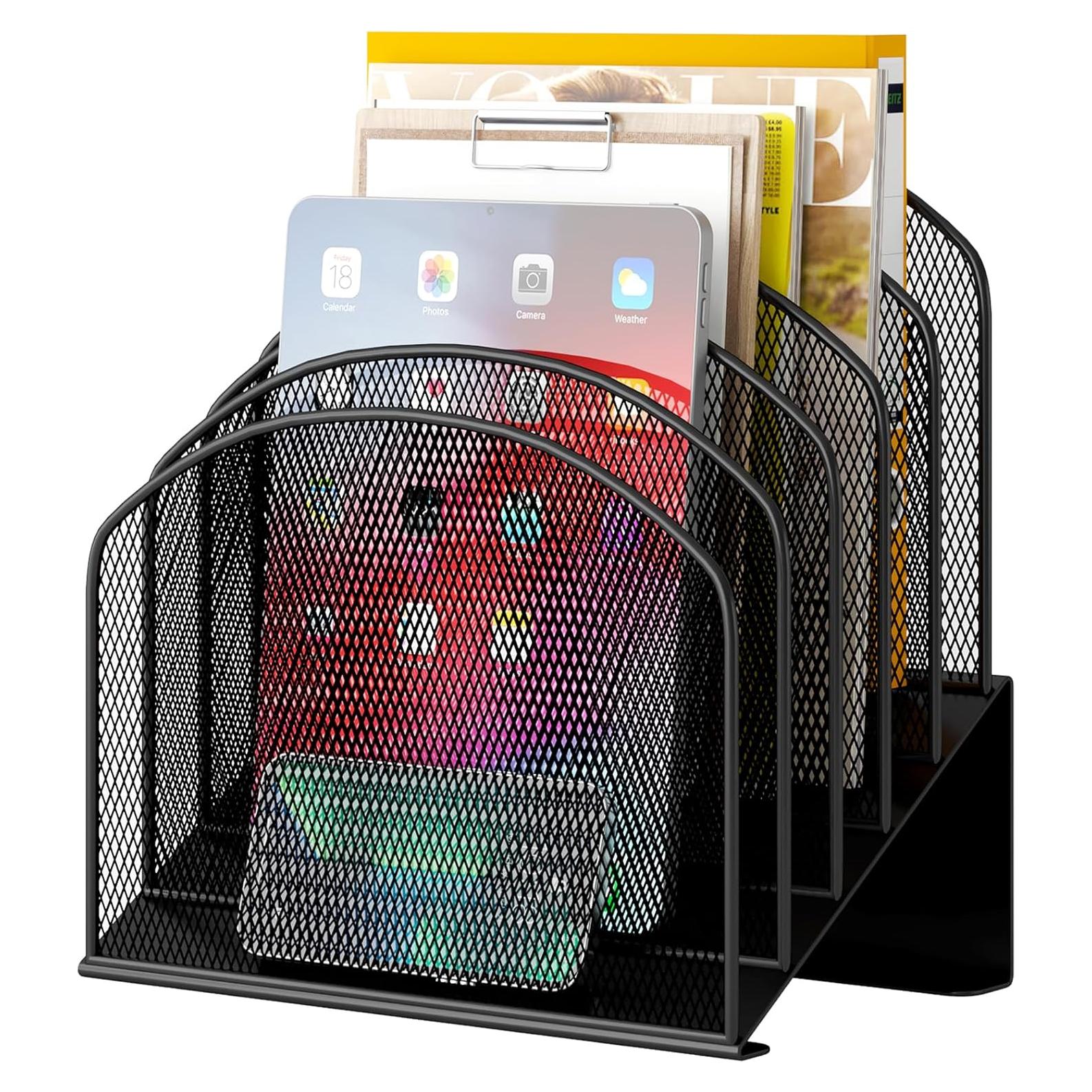 Organizador de Archivos de Escritorio VETUZA Malla Metálica Negro