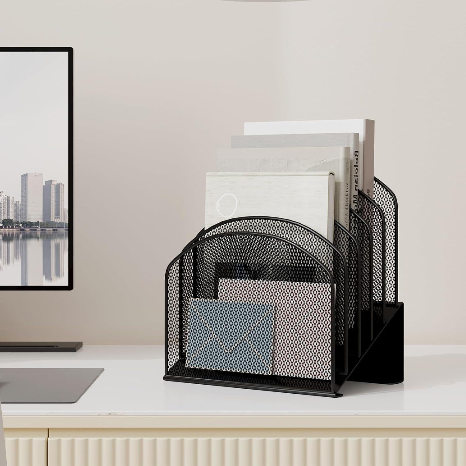 Organizador de Archivos de Escritorio VETUZA Malla Metálica Negro