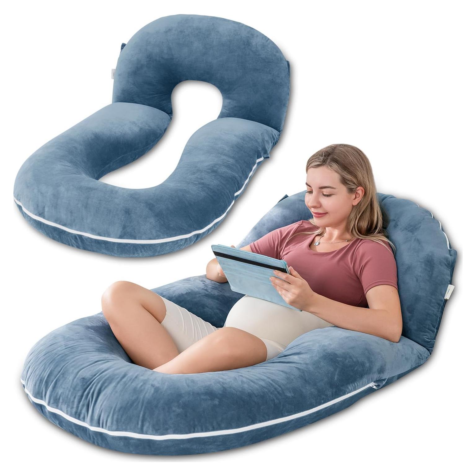 Cojín de Embarazo INSEN Plegable para Dormir y Lactancia Azul