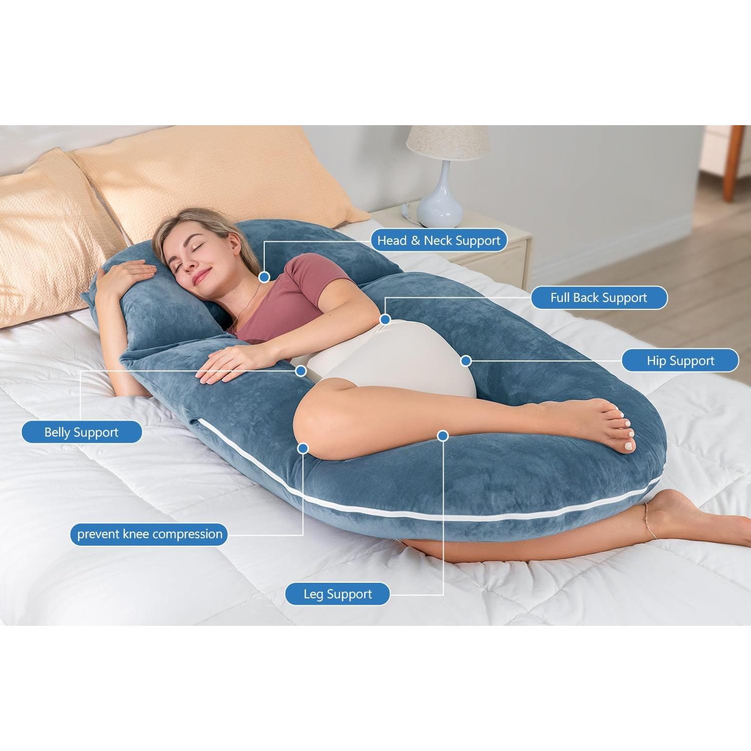 Cojín de Embarazo INSEN Plegable para Dormir y Lactancia Azul