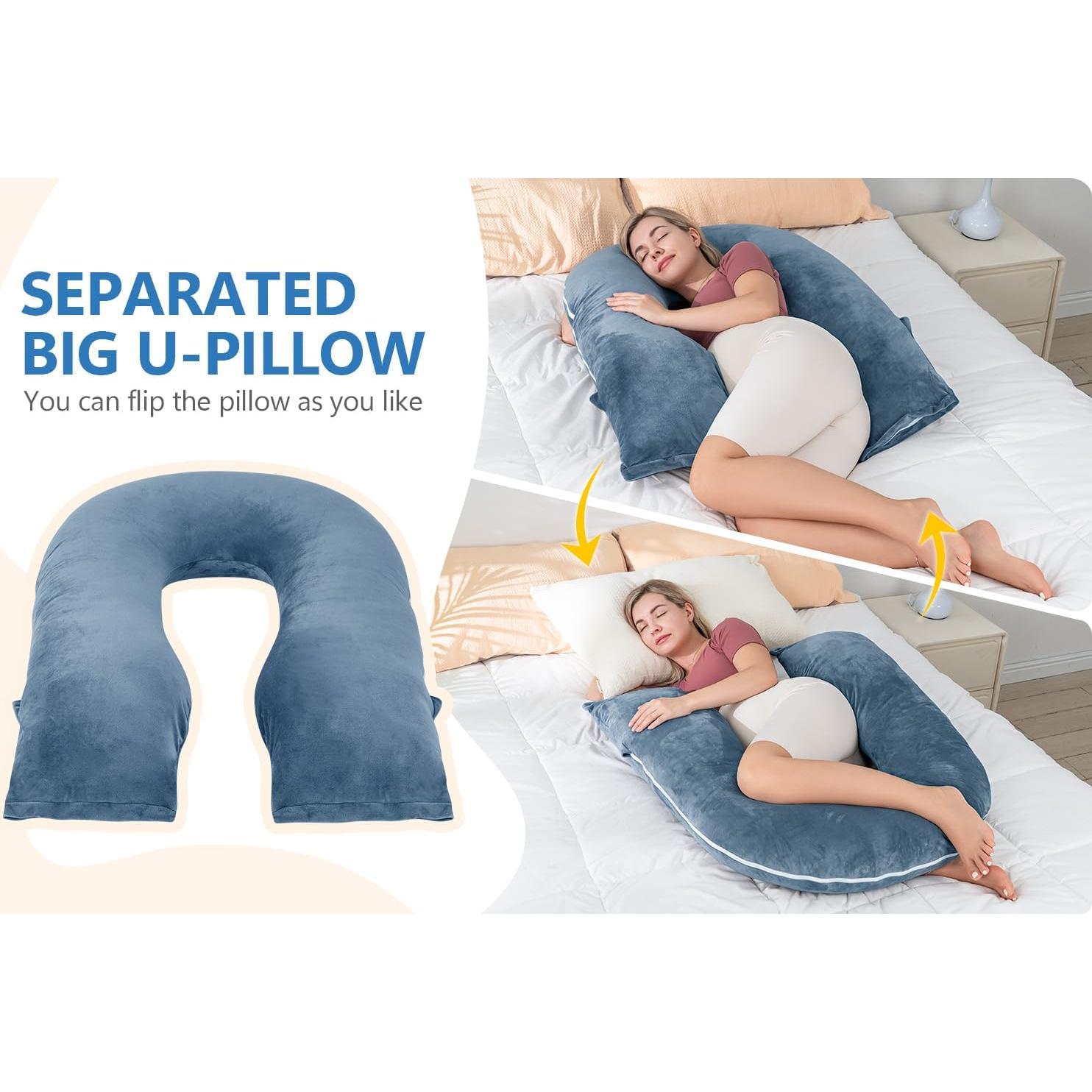 Cojín de Embarazo INSEN Plegable para Dormir y Lactancia Azul