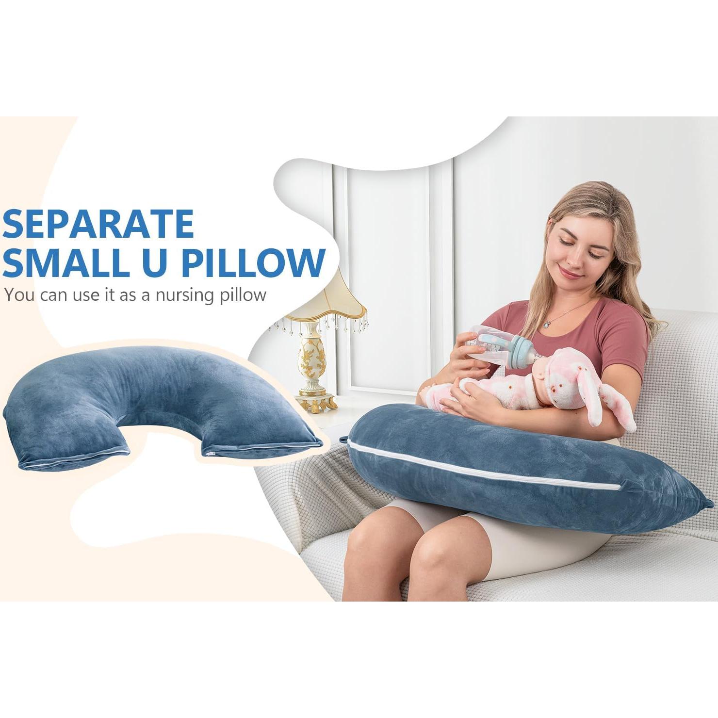 Cojín de Embarazo INSEN Plegable para Dormir y Lactancia Azul