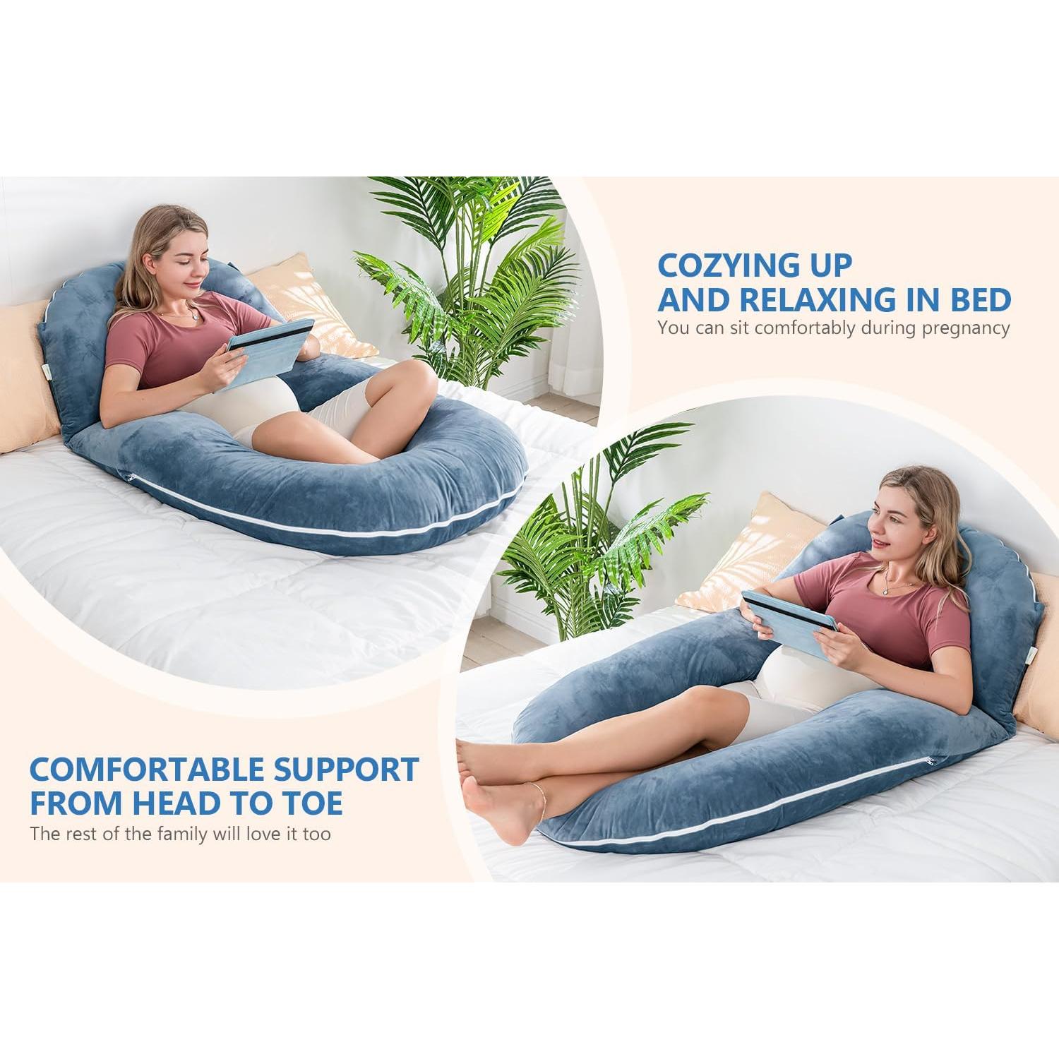 Cojín de Embarazo INSEN Plegable para Dormir y Lactancia Azul