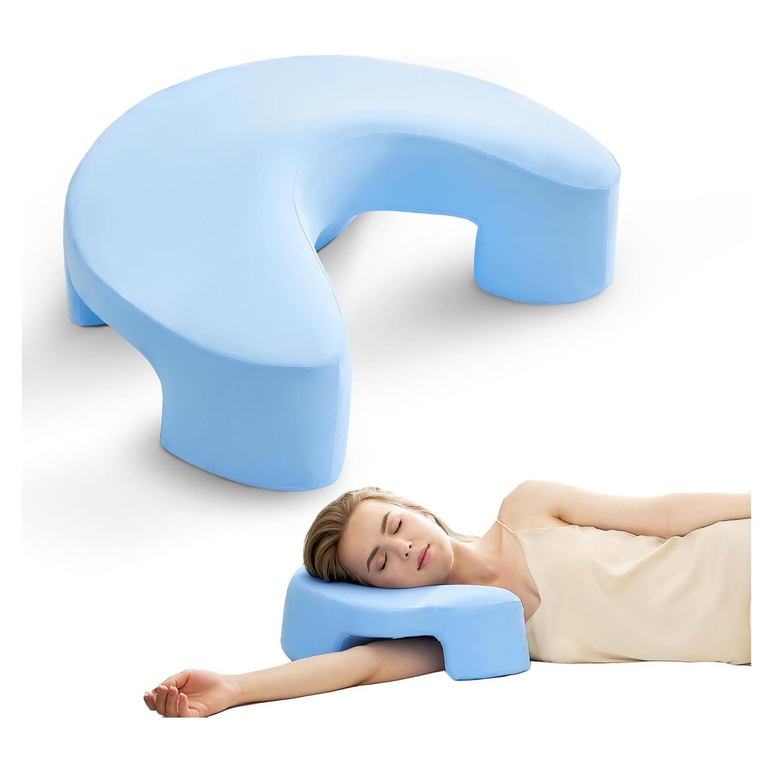 Almohada Ergonómica BZTA para Dormir de Lado - Espuma Viscoelástica Azul