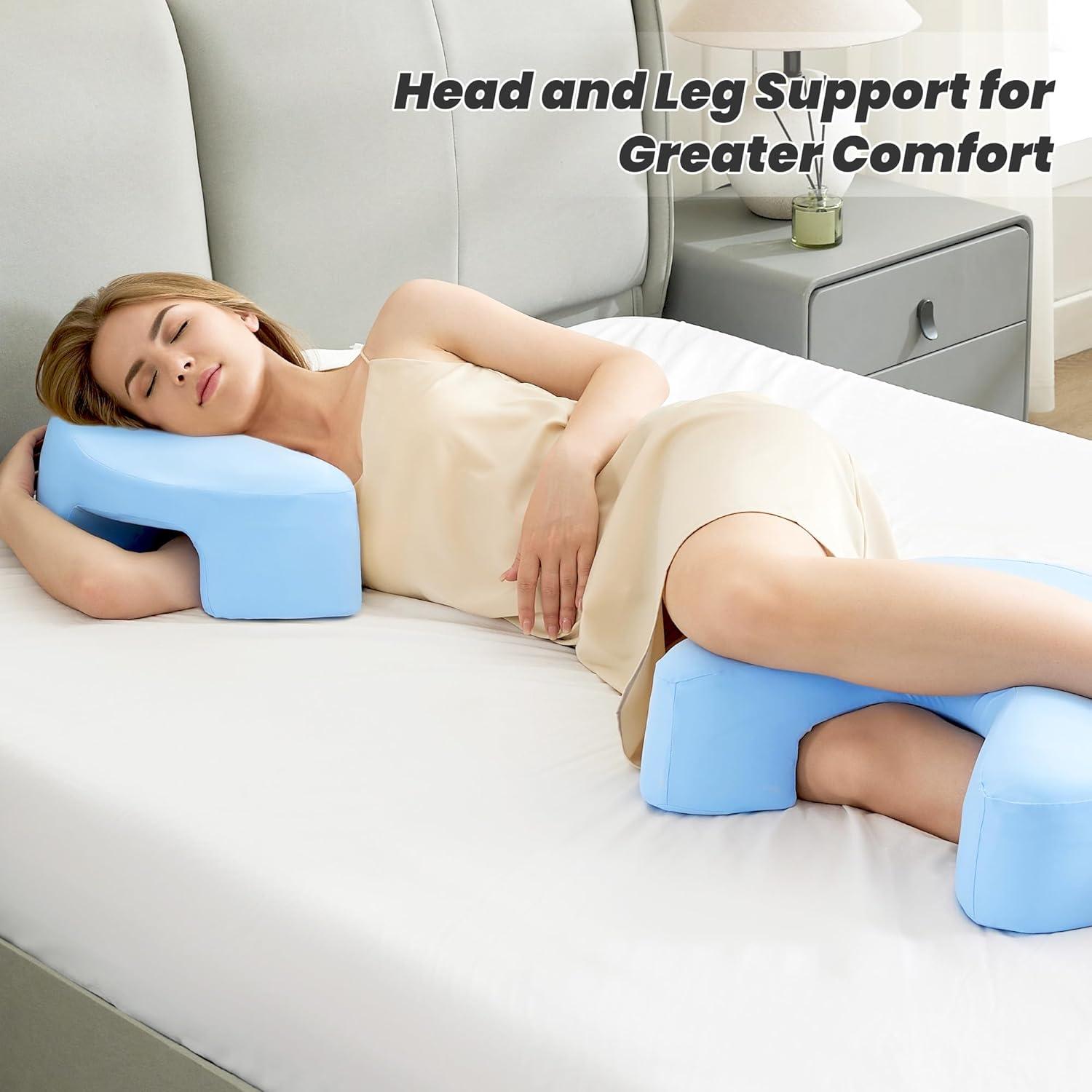 Almohada Ergonómica BZTA para Dormir de Lado - Espuma Viscoelástica Azul