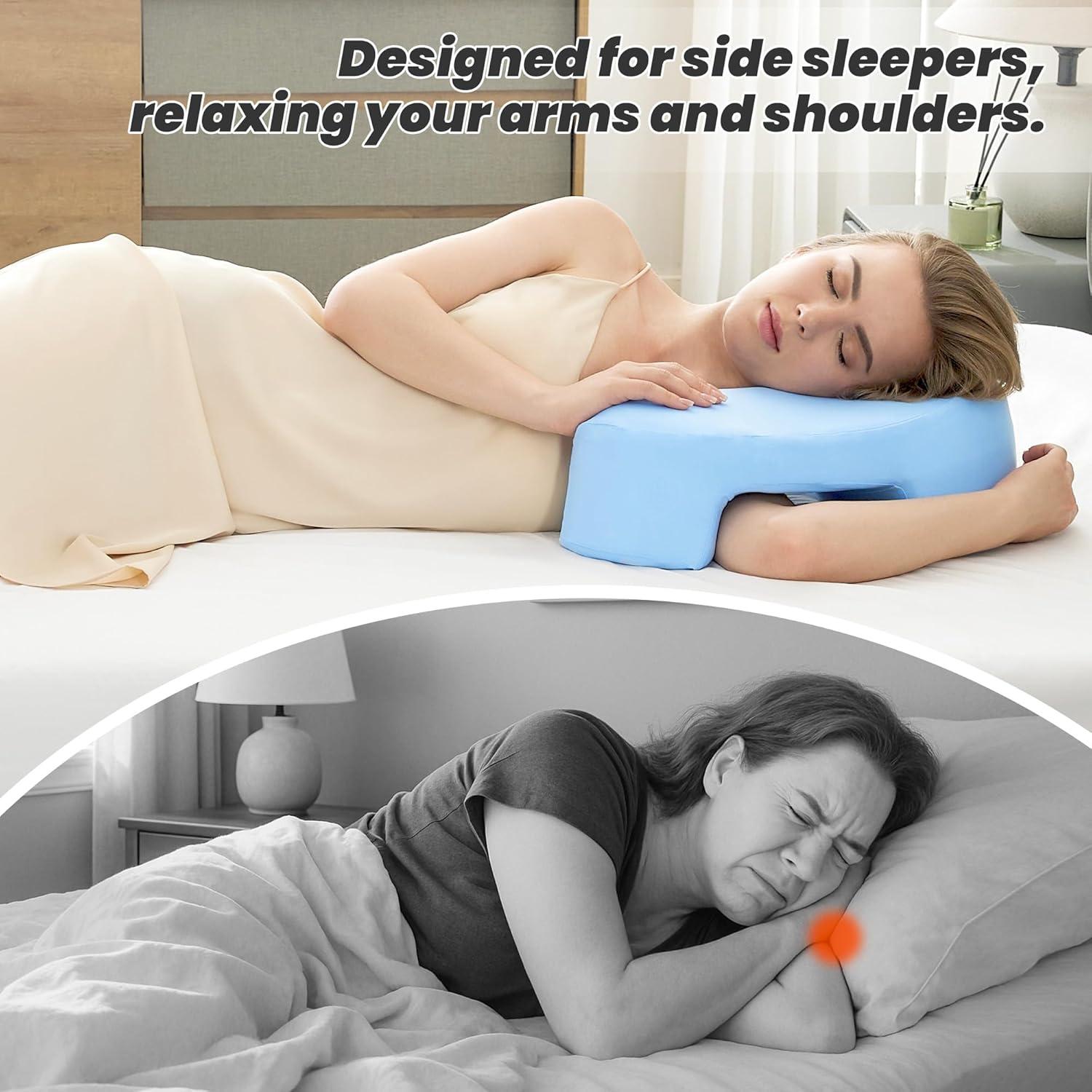 Almohada Ergonómica BZTA para Dormir de Lado - Espuma Viscoelástica Azul