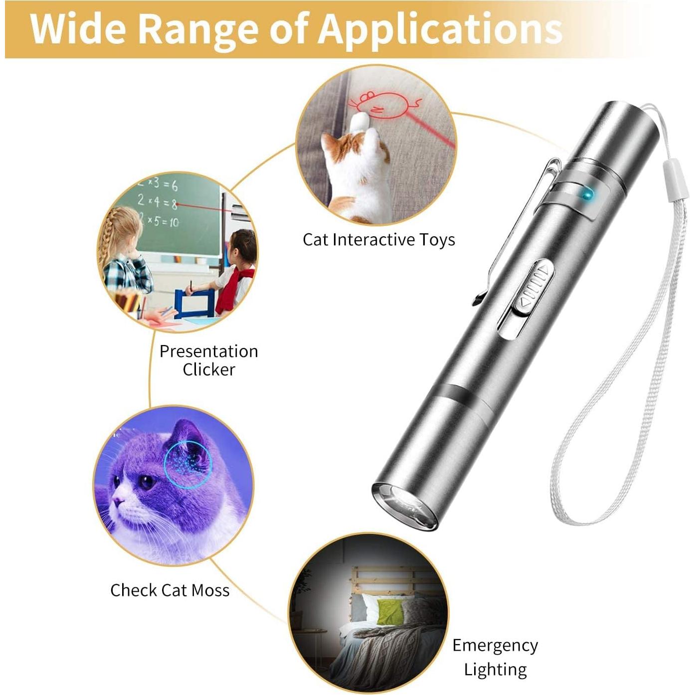 Juguete Interactivo para Gato Yiwu Puntero Láser USB 7 Modos