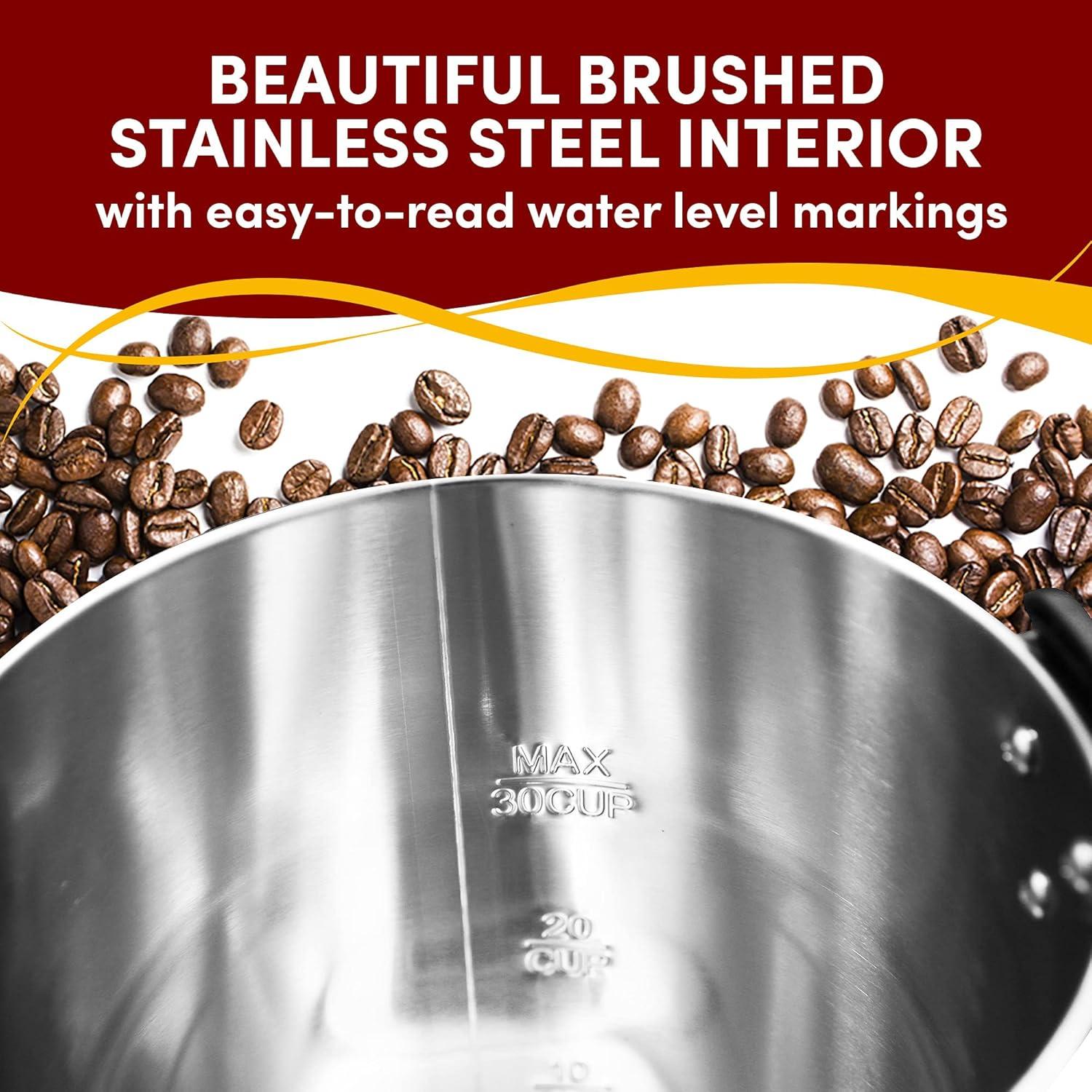 Cafetera Elite Gourmet 30 Tazas Acero Inoxidable Manual