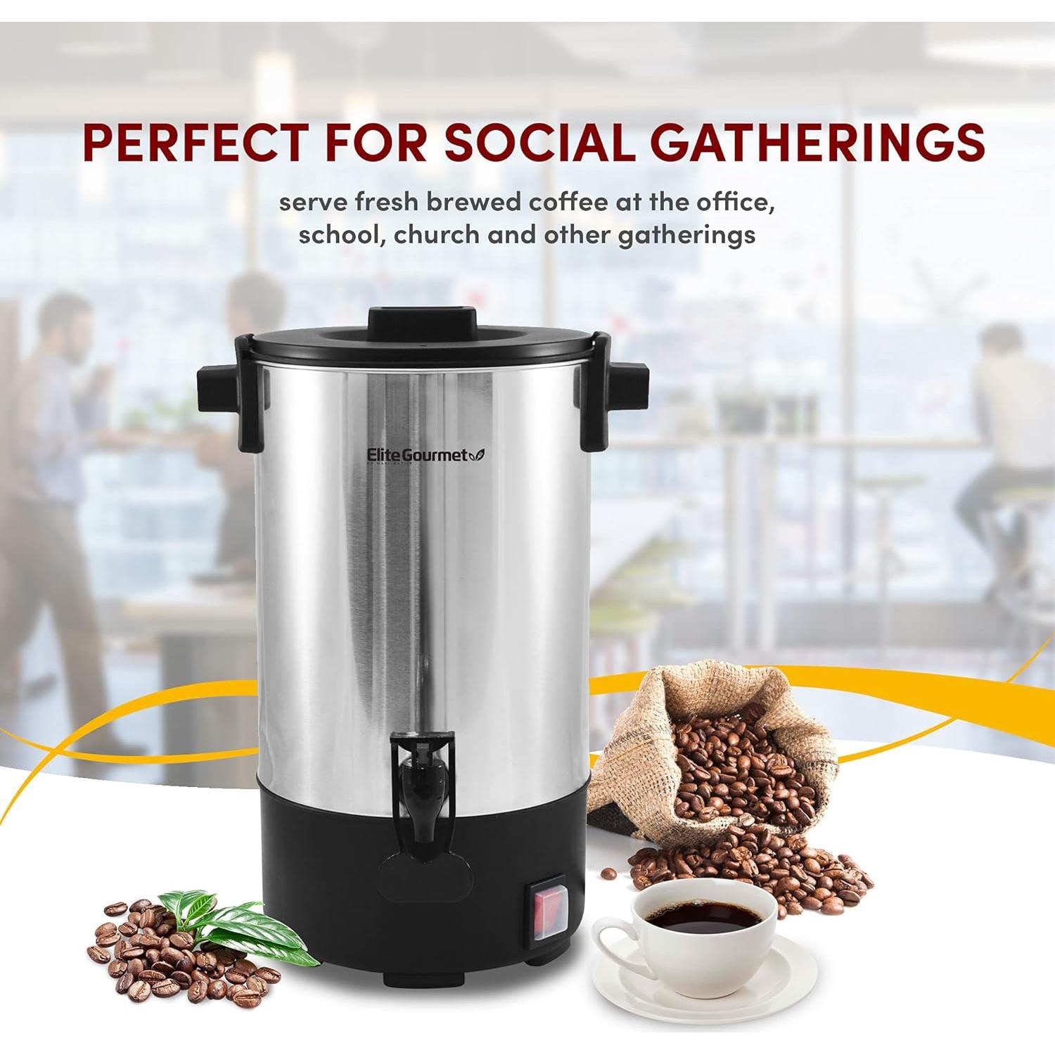 Cafetera Elite Gourmet 30 Tazas Acero Inoxidable Manual