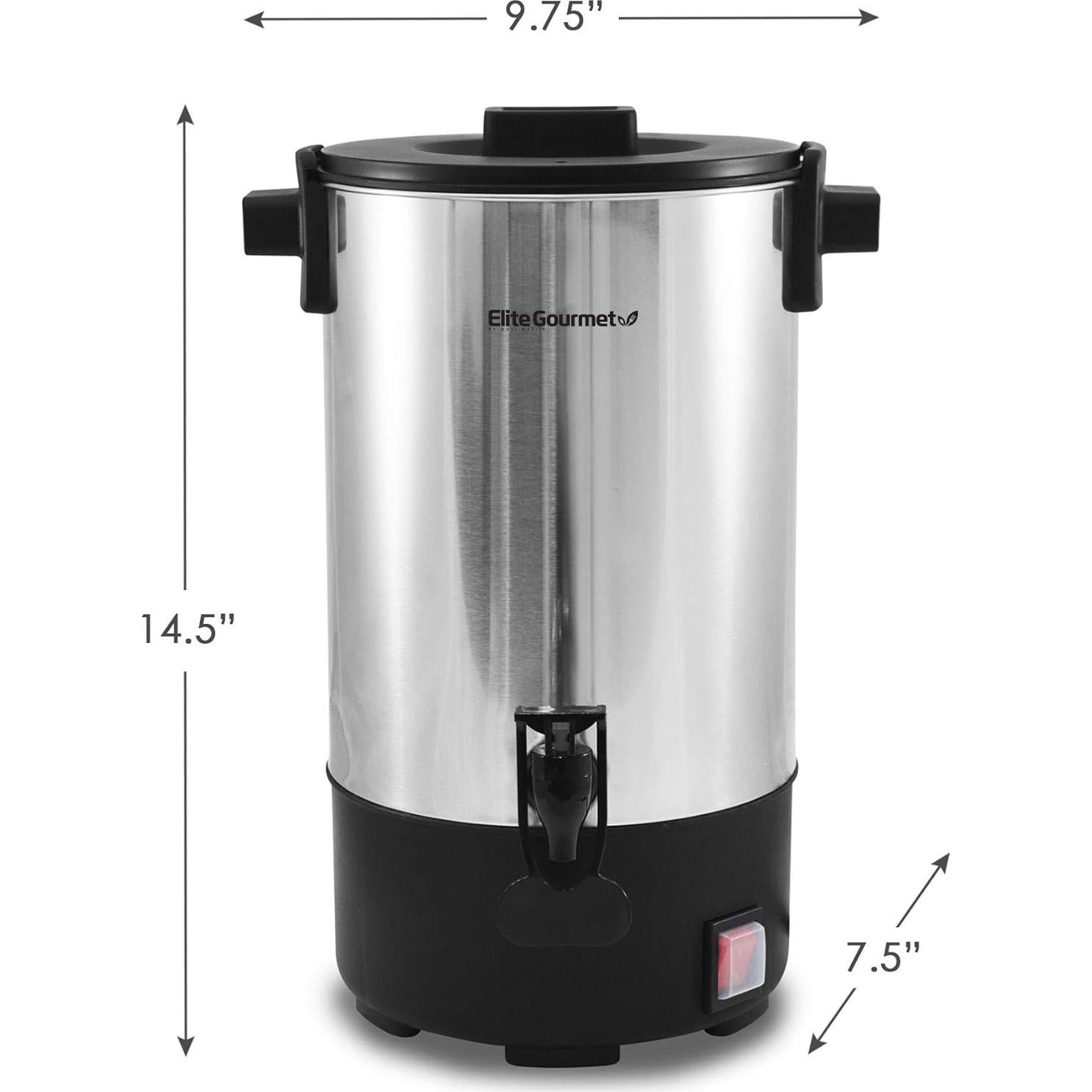 Cafetera Elite Gourmet 30 Tazas Acero Inoxidable Manual