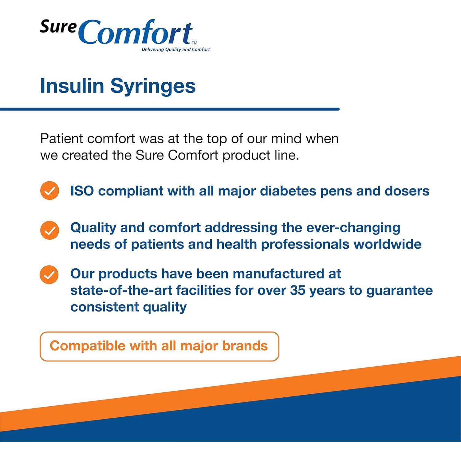 Jeringas de Insulina U-100 28G 12.7mm 1/2cc Caja 100