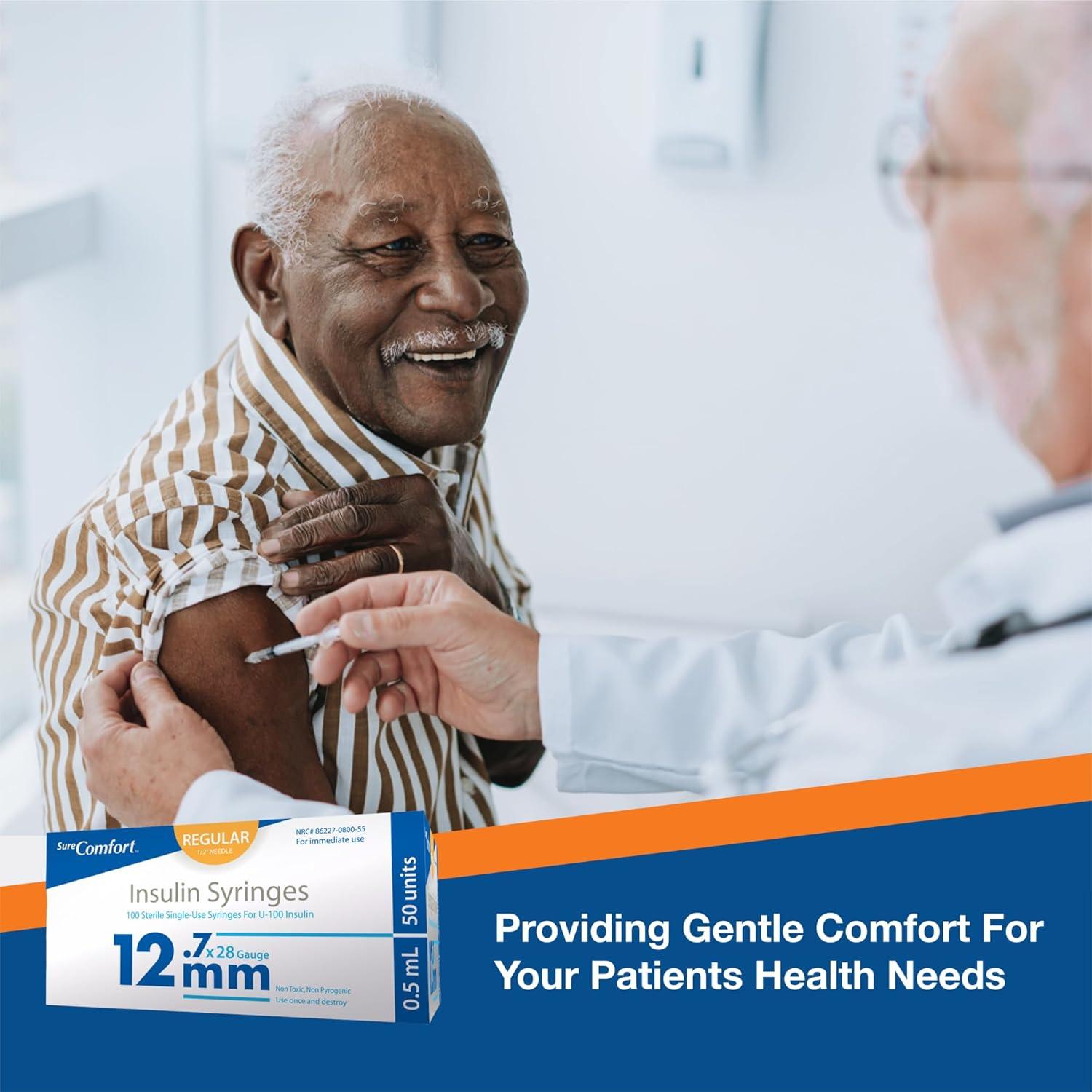 Jeringas de Insulina U-100 28G 12.7mm 1/2cc Caja 100