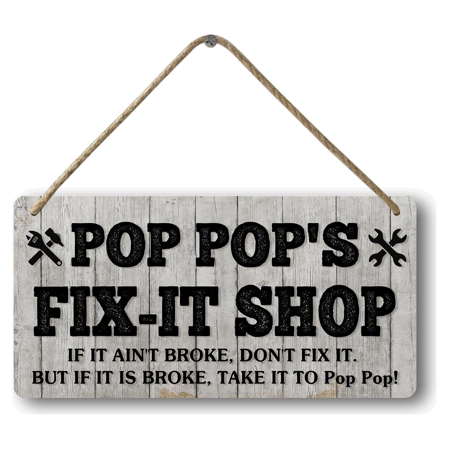 Placa de Madera Personalizada Pop Pop 30.5x15.2 cm Regalo Único