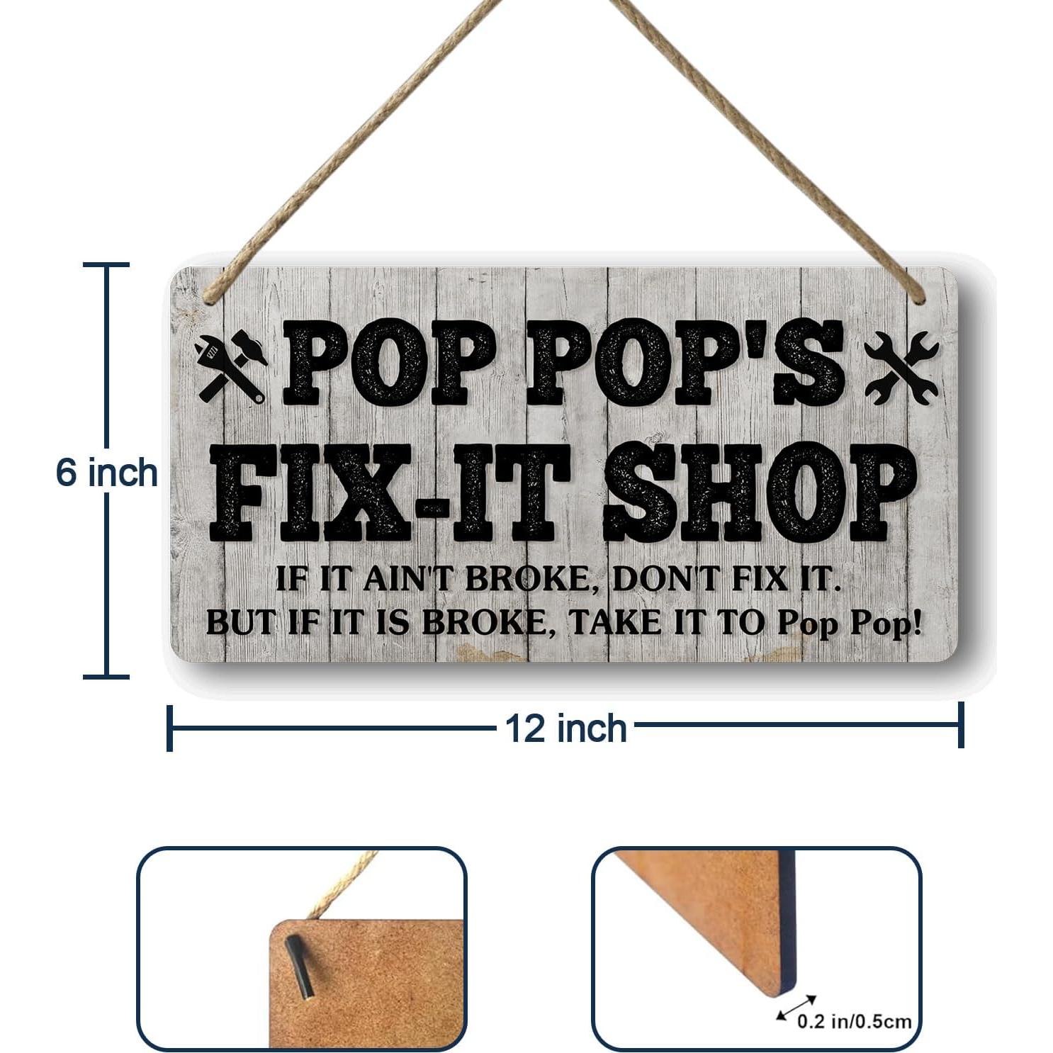 Placa de Madera Personalizada Pop Pop 30.5x15.2 cm Regalo Único