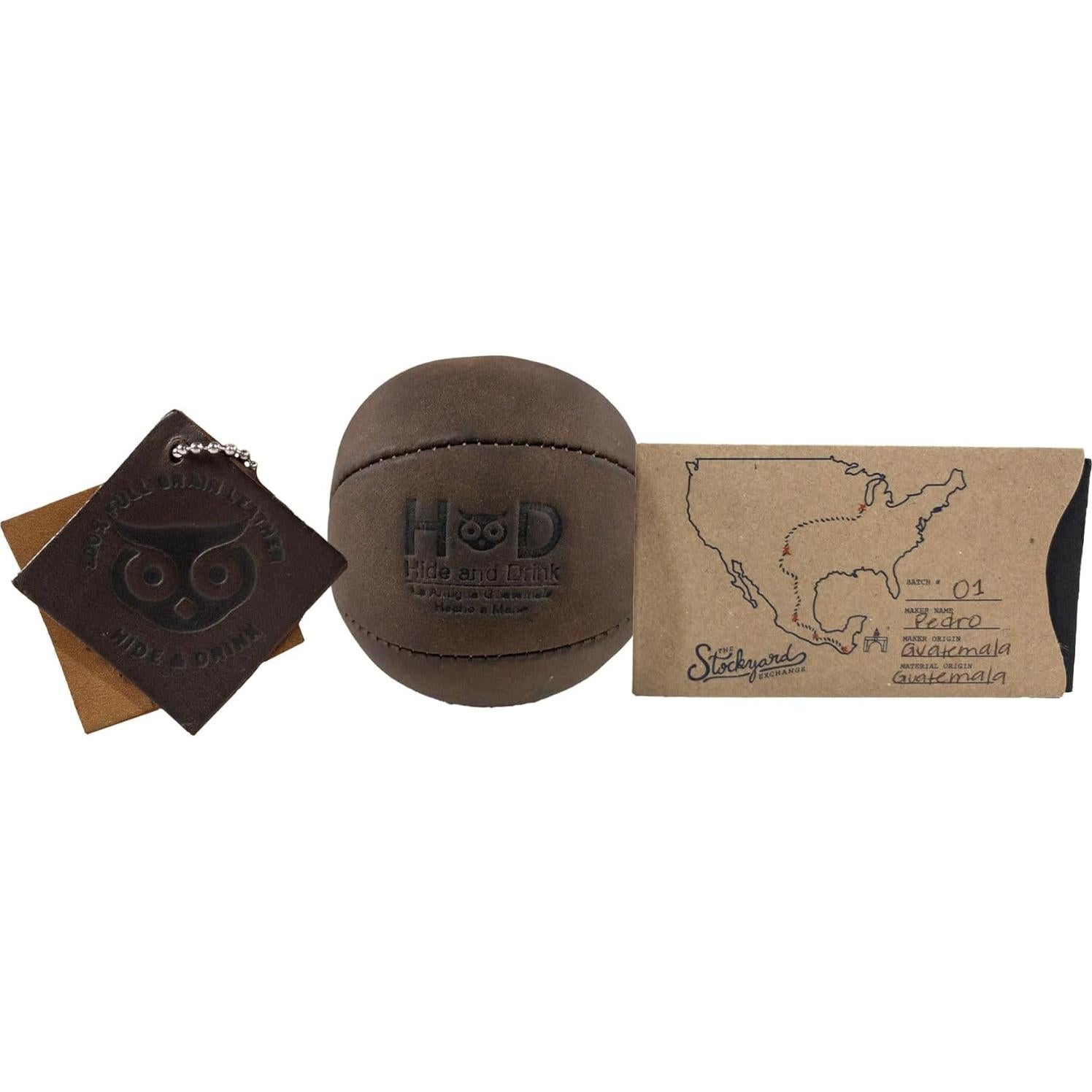 Pelota Antiestrés de Cuero Hide & Drink - Marrón Bourbon
