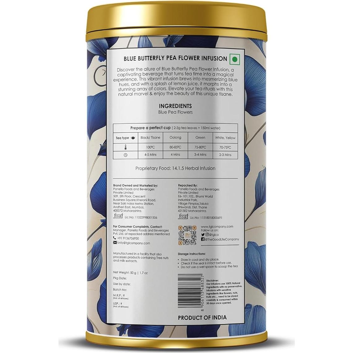Té Herbal Flor de Guisante Azul TGL Co. 50g Lata Alta