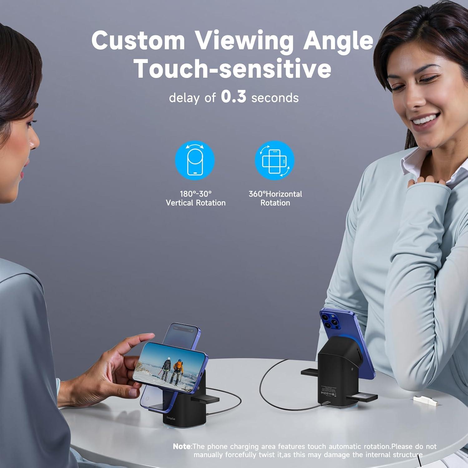 Cargador Inalámbrico 3 en 1 EnergyCell Qi2 15W Negro